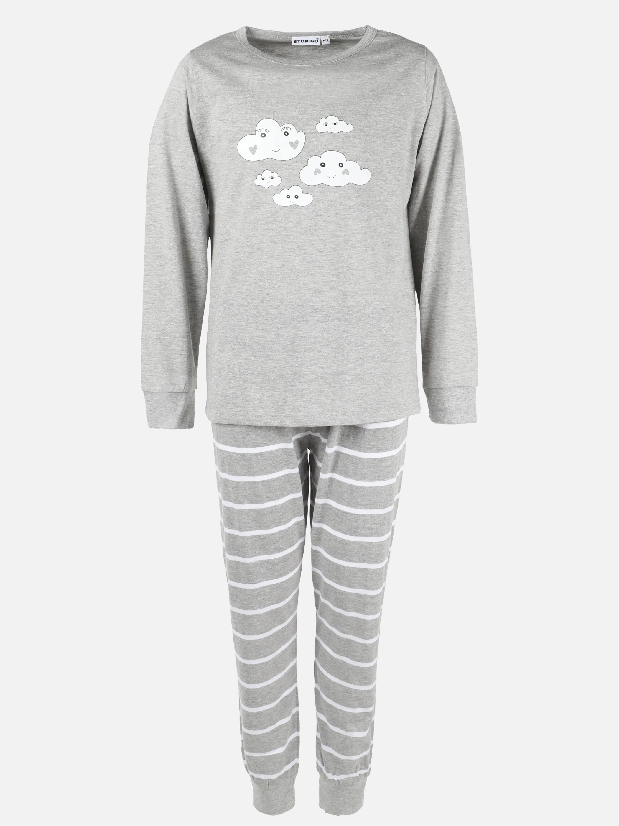 Sure KM Pyjama lang Clouds&Stripes Grau 898029 GRAU/ROT 1