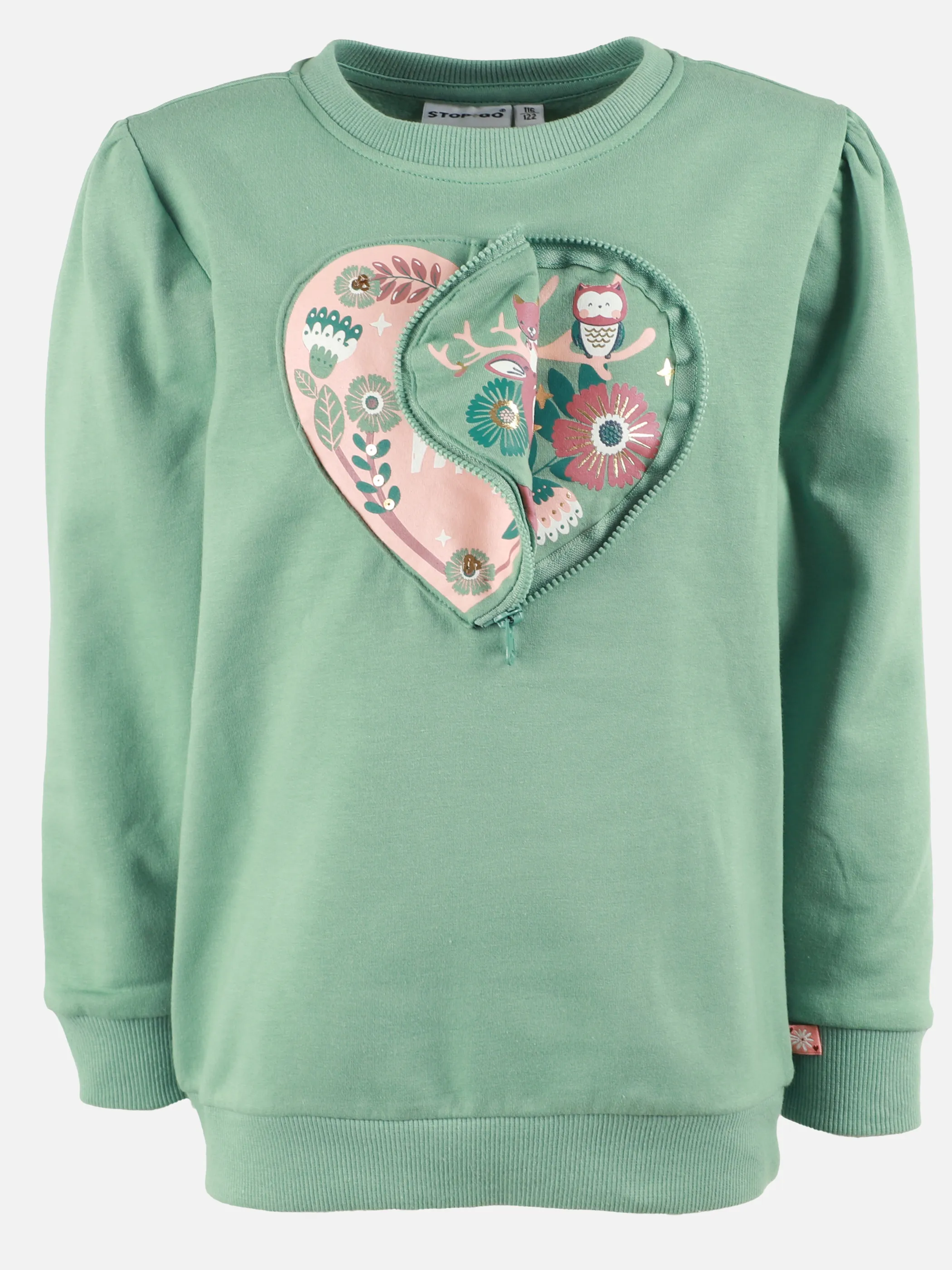 Stop + Go KM Sweatshirt mit Herzpocket und Waldtierprint Grün 898745 GRÜN 2