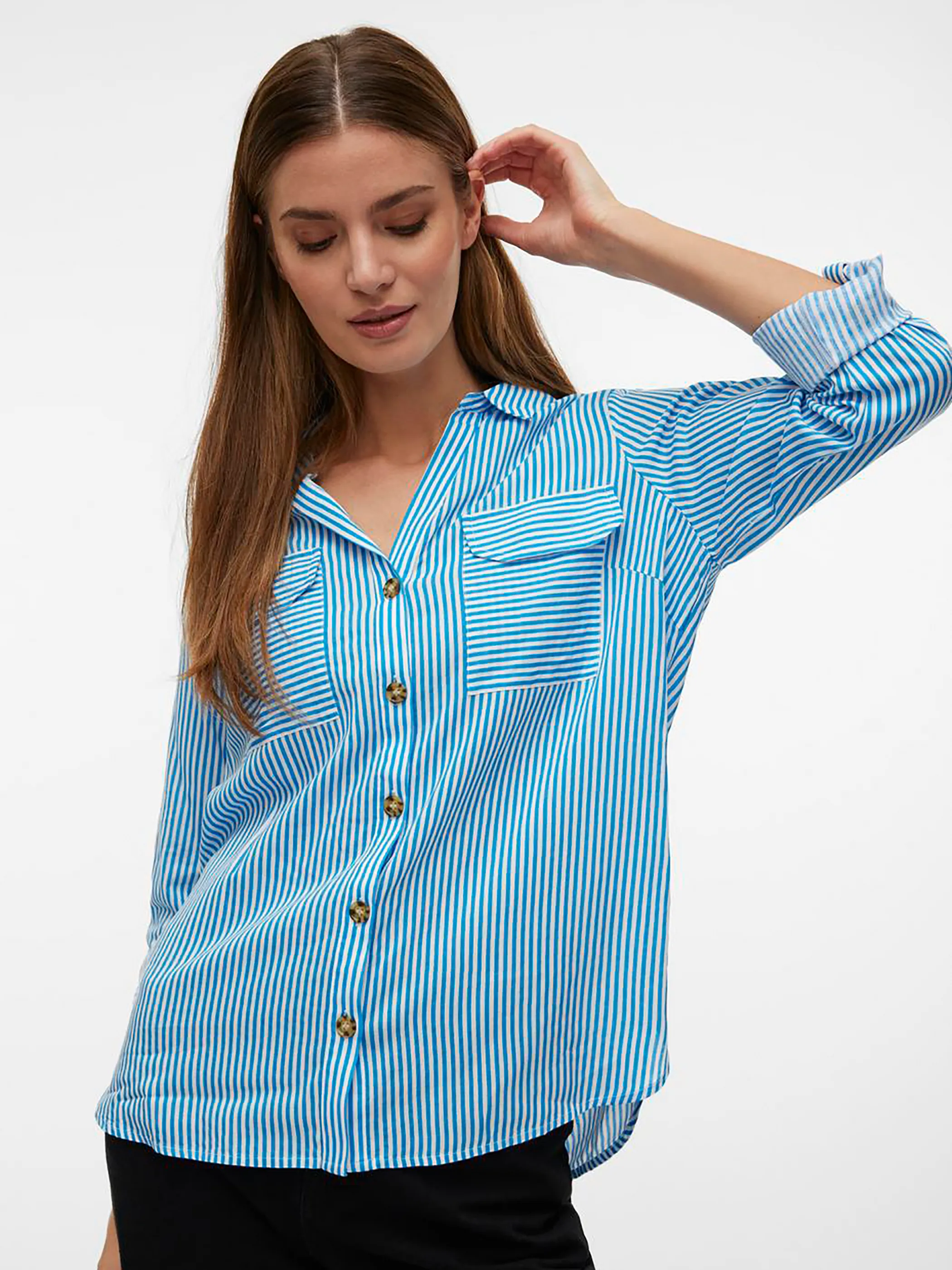 Vero Moda 10275283 VMBUMPY L/S SHIRT NEW Blau 866195 285435023 5