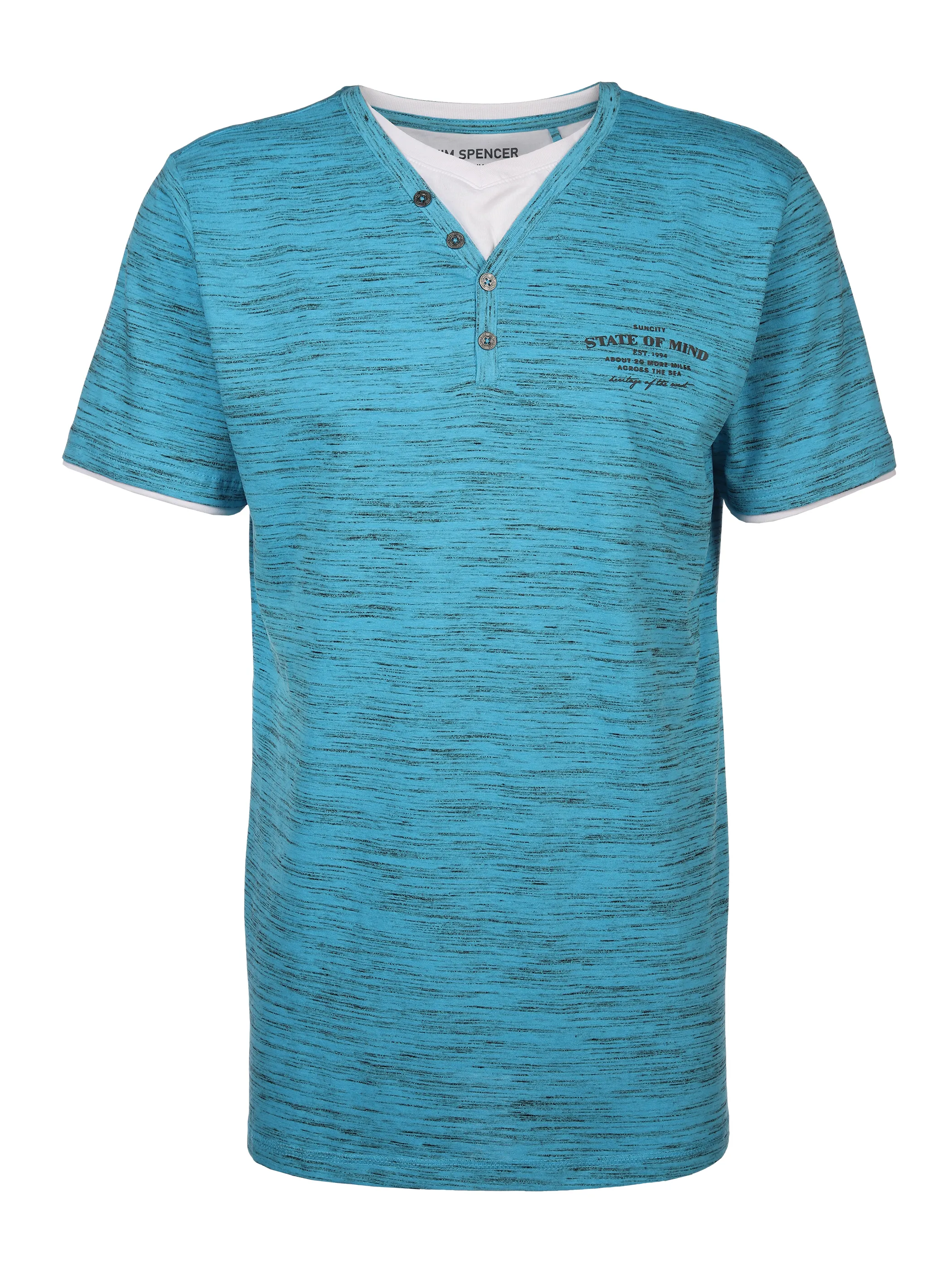 Jim Spencer He. Henleyshirt 1/2 Arm inject Türkis 894401 AQUA 1