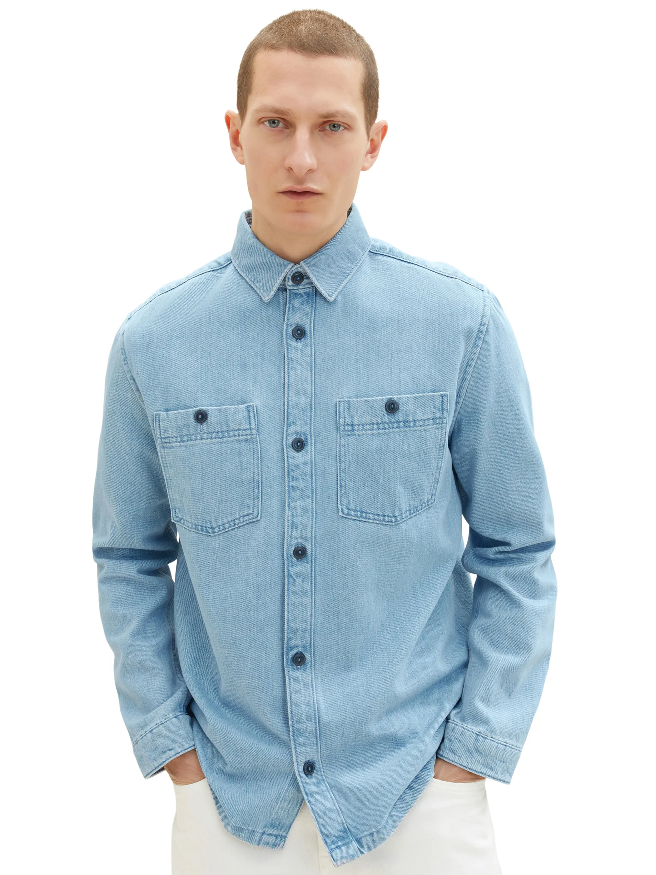 Tom Tailor 1036212 tencel denim overshirt Blau 880559 10118 3