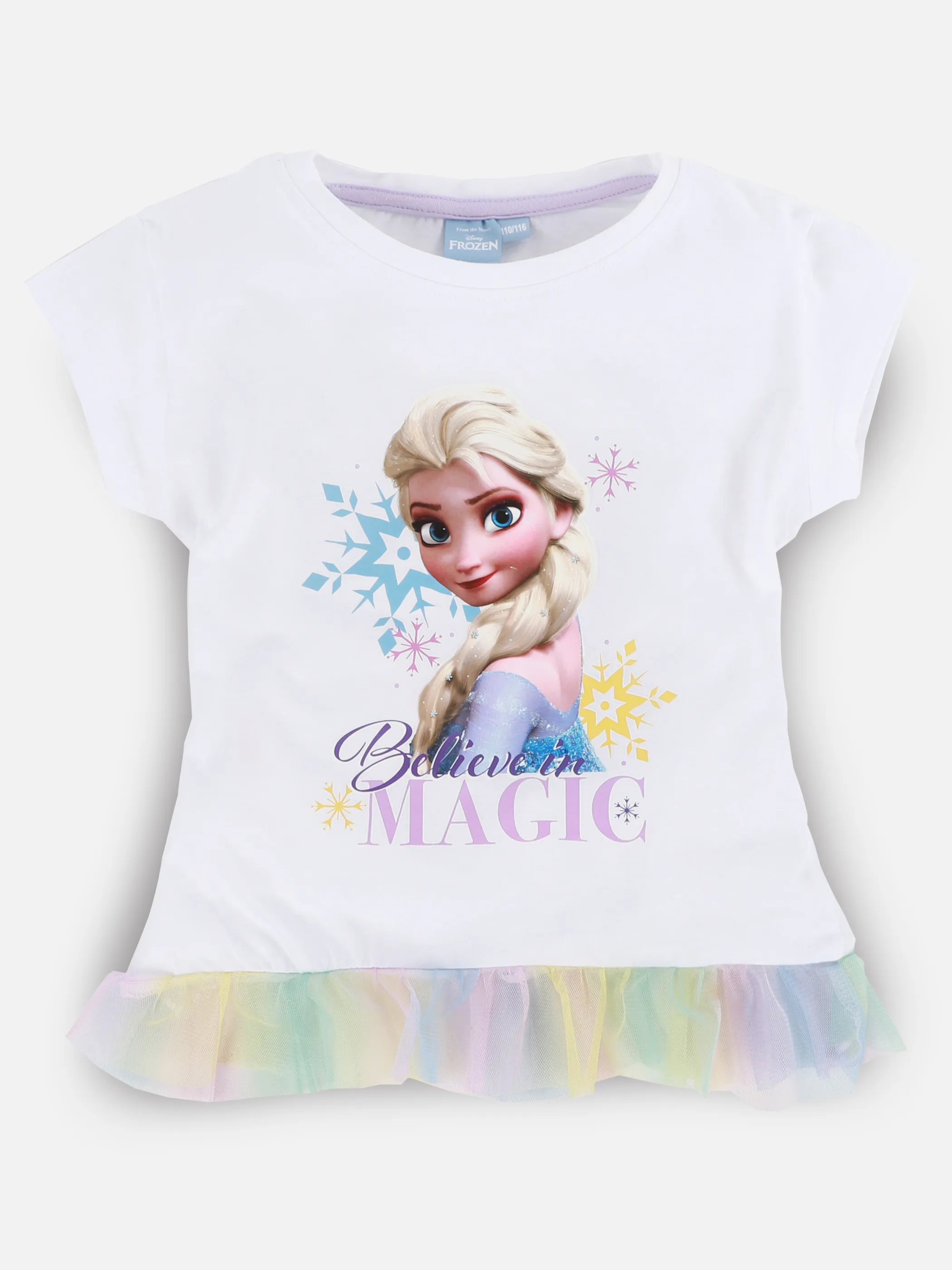 Frozen KM T-Shirt mit Mesh Volants + Frozenprint in weiß Weiß 906756 WEIß 1