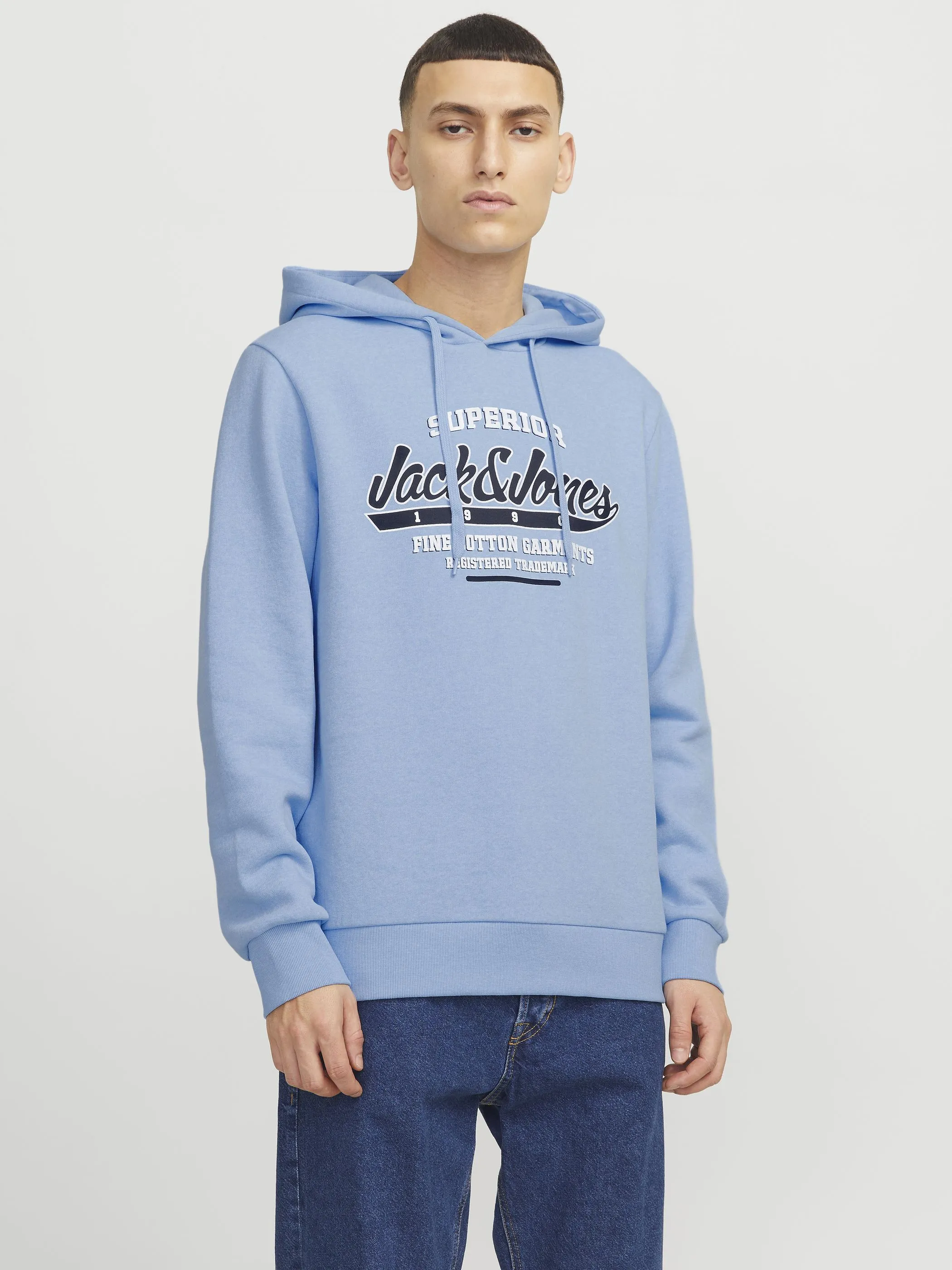 Jack Jones 12255617 JJELOGO SWEAT HOOD 2 Blau 895765 175780001 2