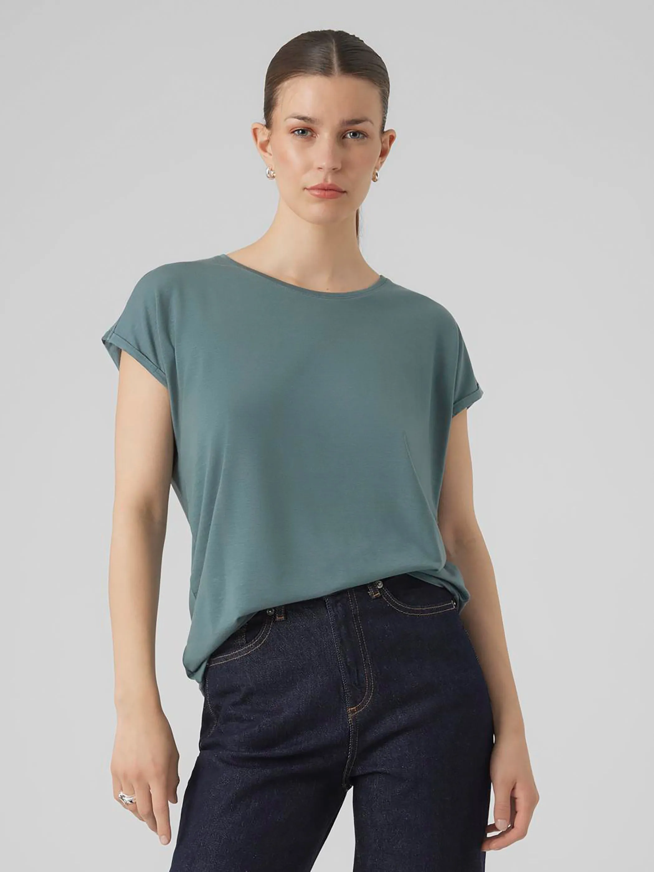 Vero Moda 10284468 VMAVA PLAIN SS TOP GA Blau 873829 4262867 3