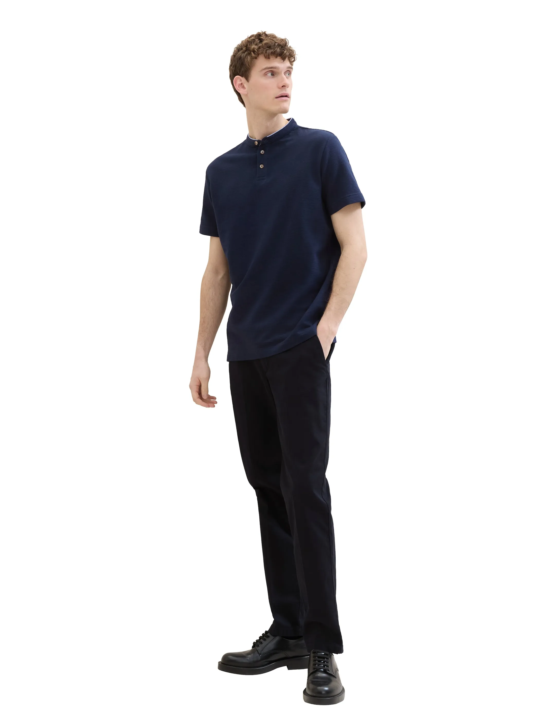 Tom Tailor 1041809 structured stand-up polo Blau 895687 10668 4