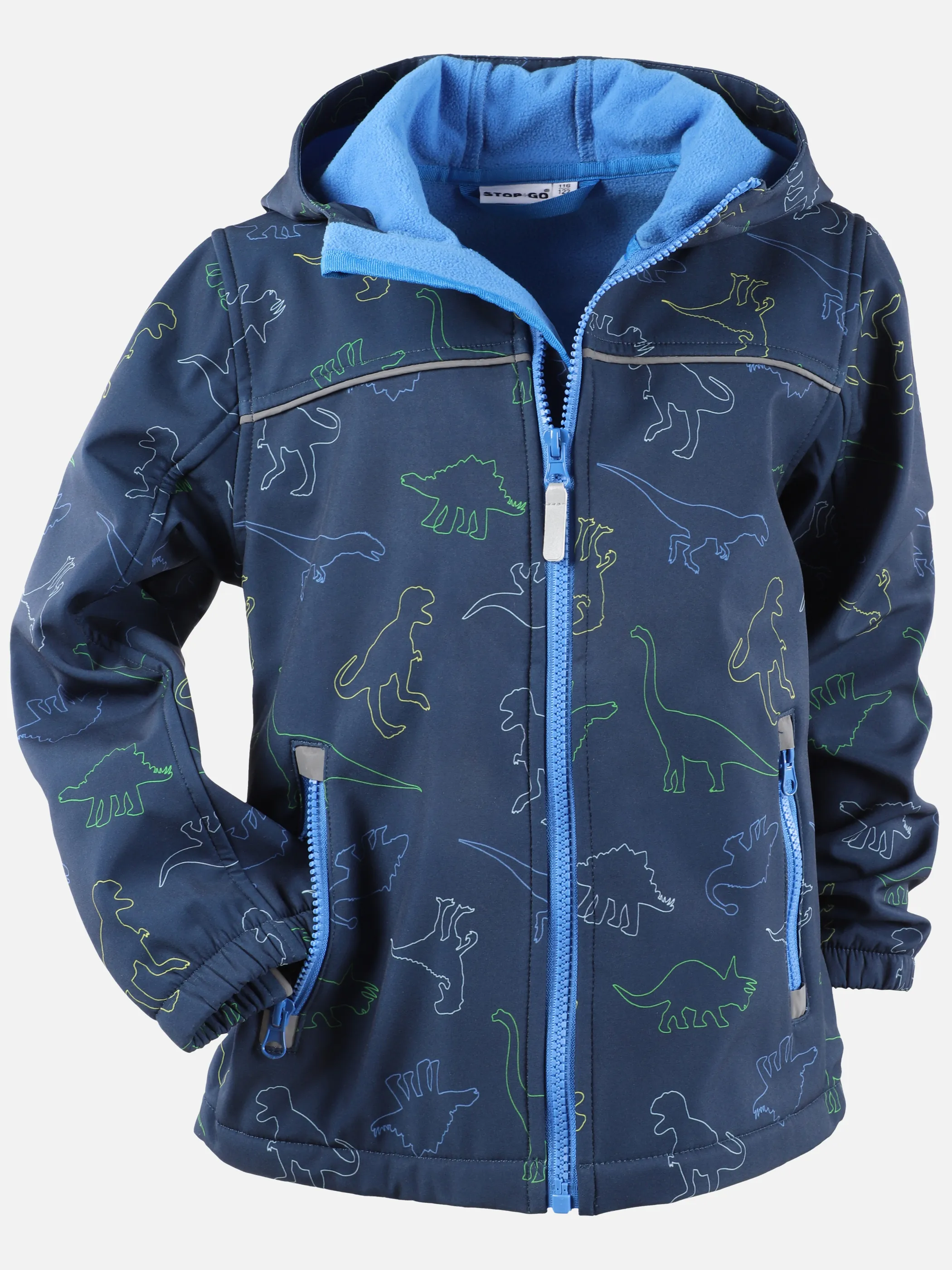 Stop + Go KJ Softshell-Jacke mit Dino AOP in dunkelblau Blau 890354 DUNKELBLAU 1