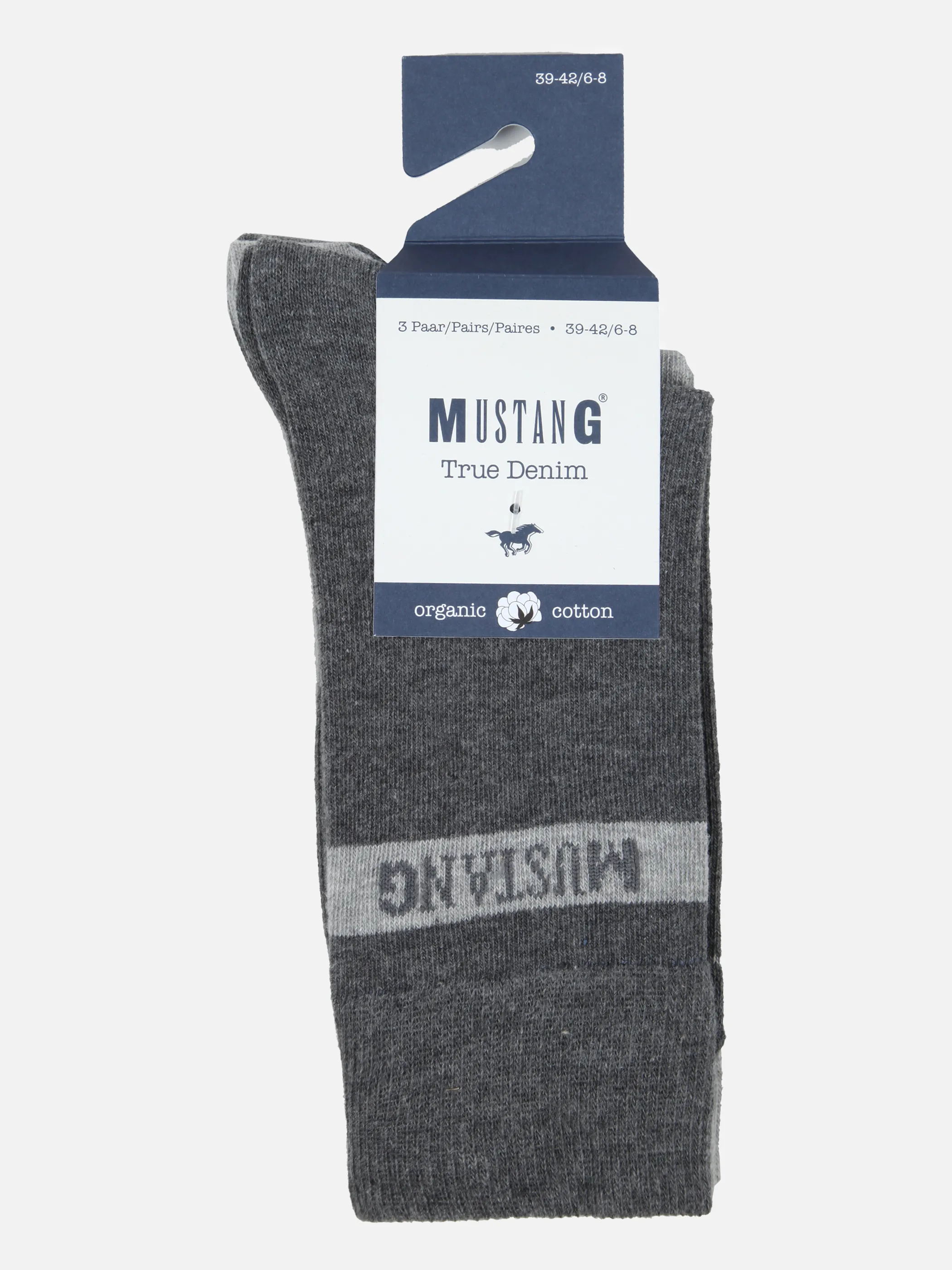 Mustang MU31039 He-Socken 3er organic Grau 861711 9703 3