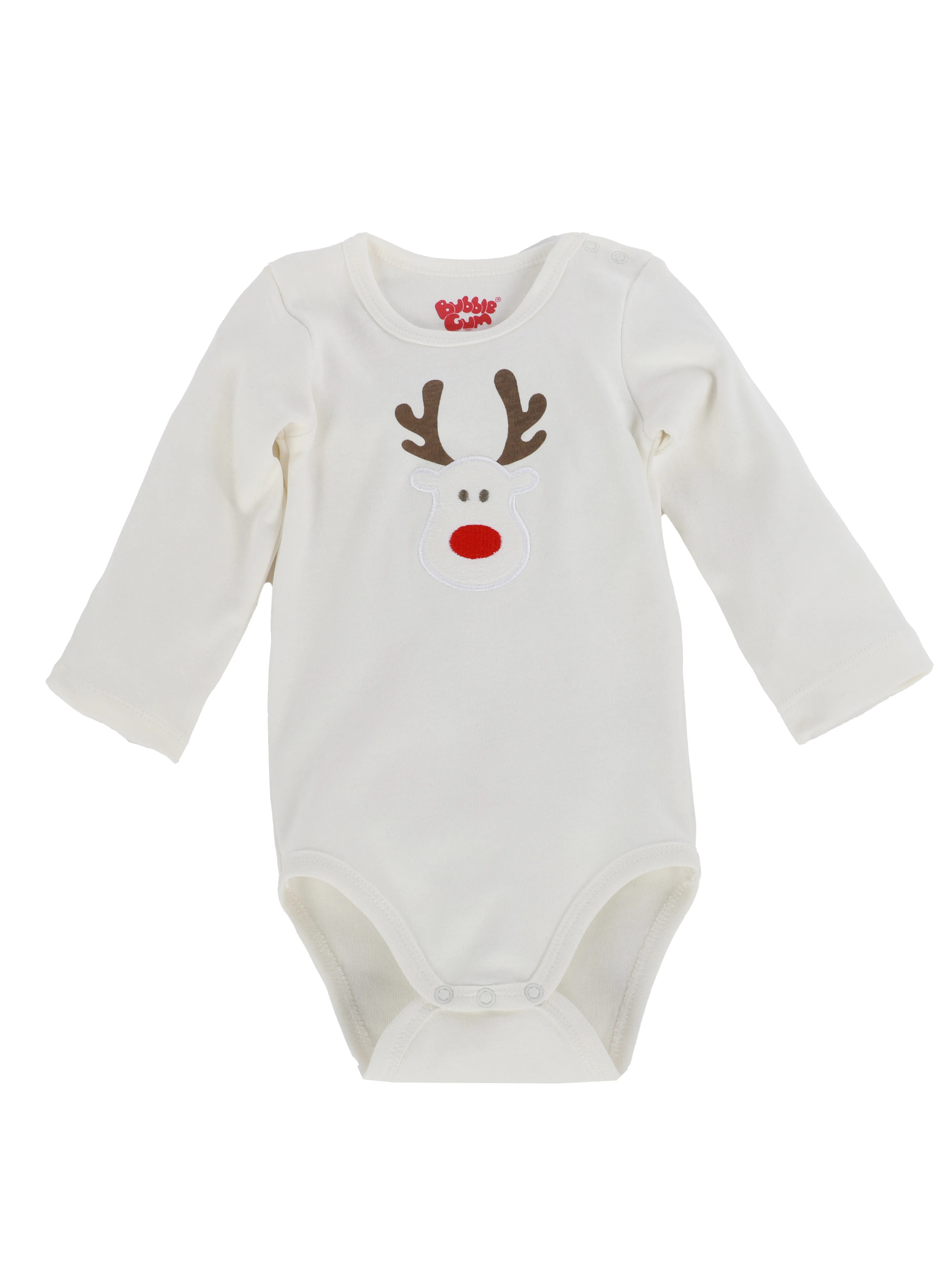 Bubble Gum Baby Unisex Weihnachtsbody mit Rentiermotiv Weiß 901402 OFF WHITE 1