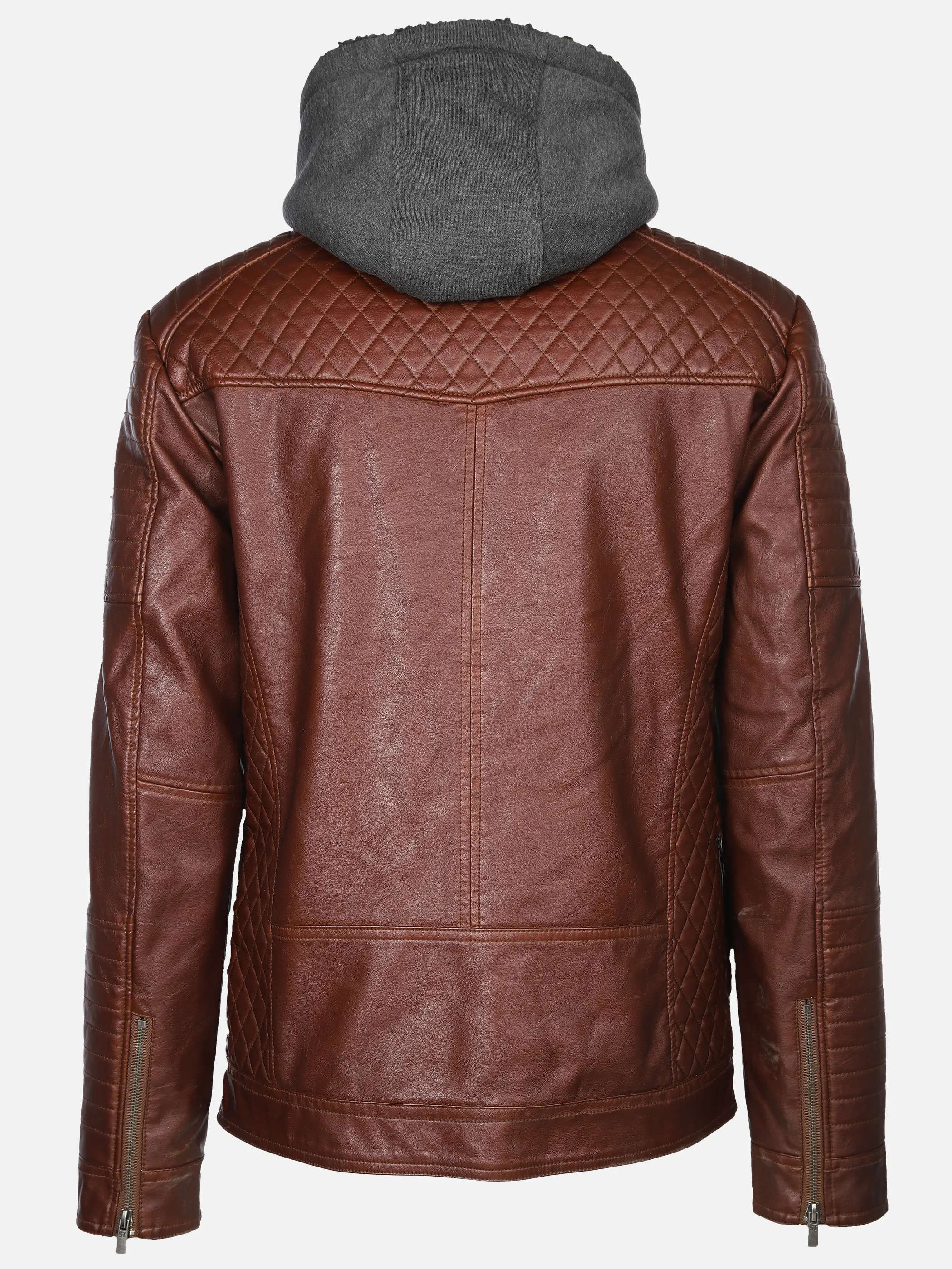 Southern Territory He. PU-Bikerjacke 2in1 Kapuze Braun 880589 DK BROWN 2