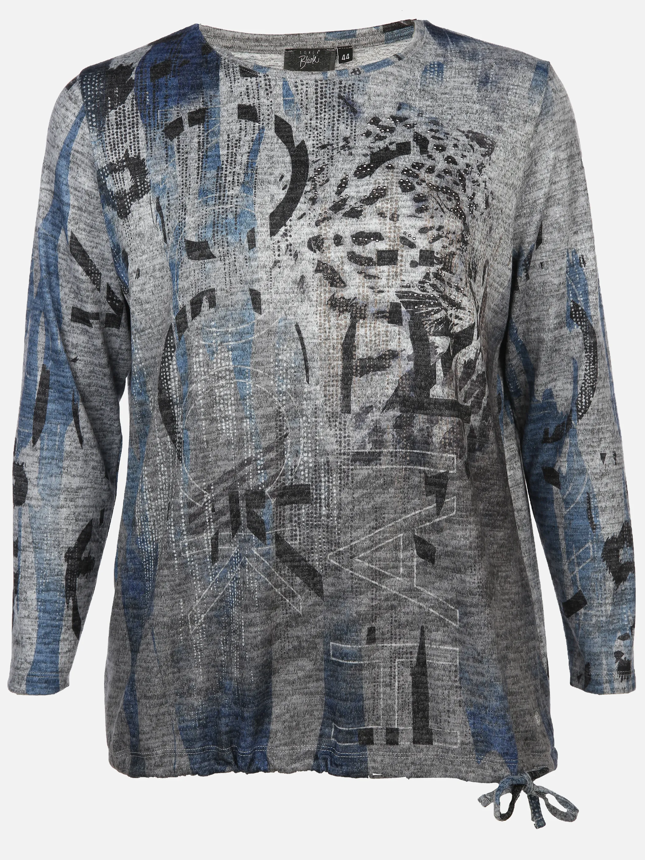 Sonja Blank Da-gr.Gr. Print-Flausch-Shirt Blau 902073 BLAU 1