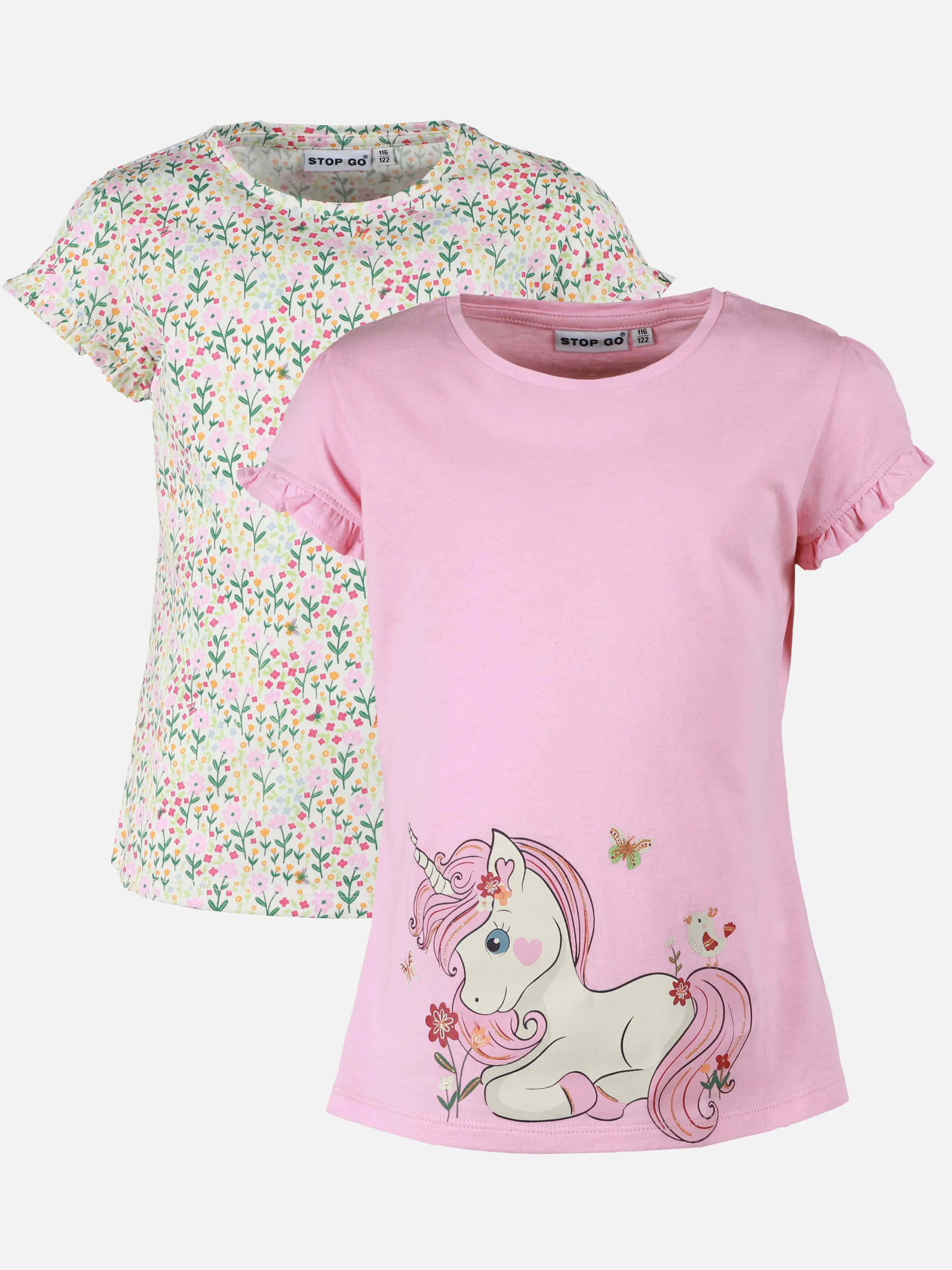 Stop + Go KM 2er Pack T-shirts mit Einhornprint/Blumen AOP Bunt 905428 BUNT 1