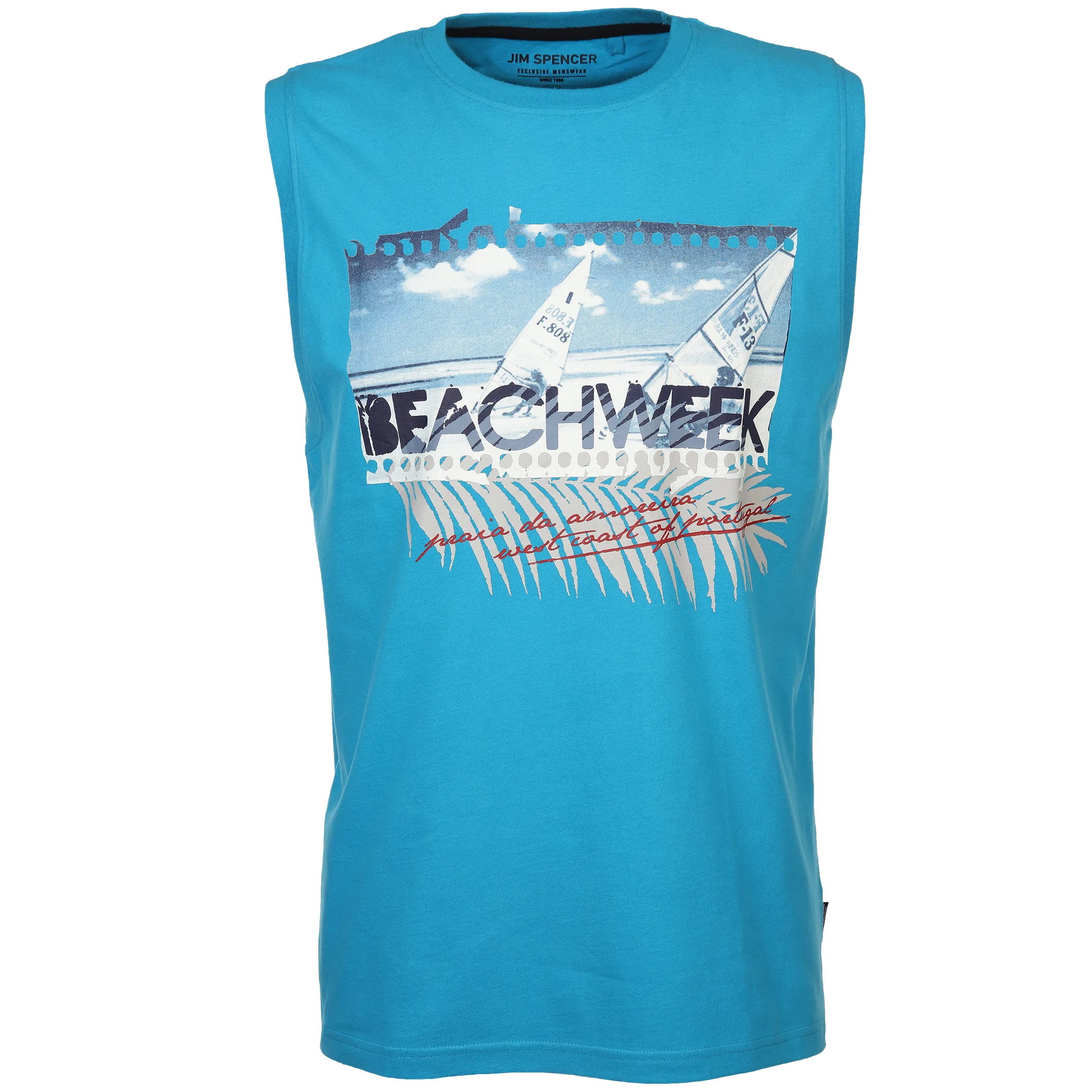 Jim Spencer He. Muscleshirt Druck Türkis 876081 AQUA 1