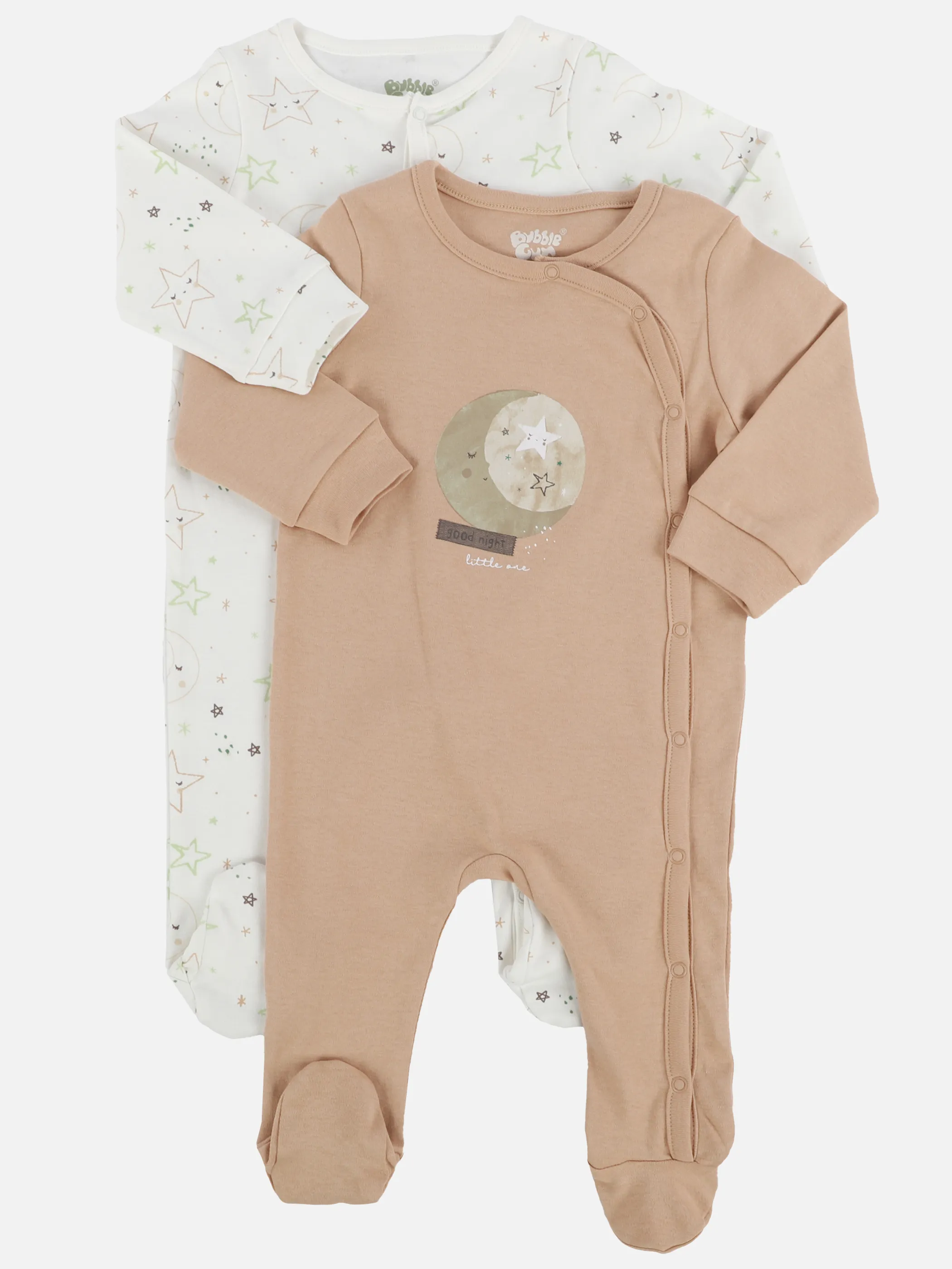 Bubble Gum BU 2er Pack Pyjama in beige + weiß mit AOP Weiß 902076 WEIß 1