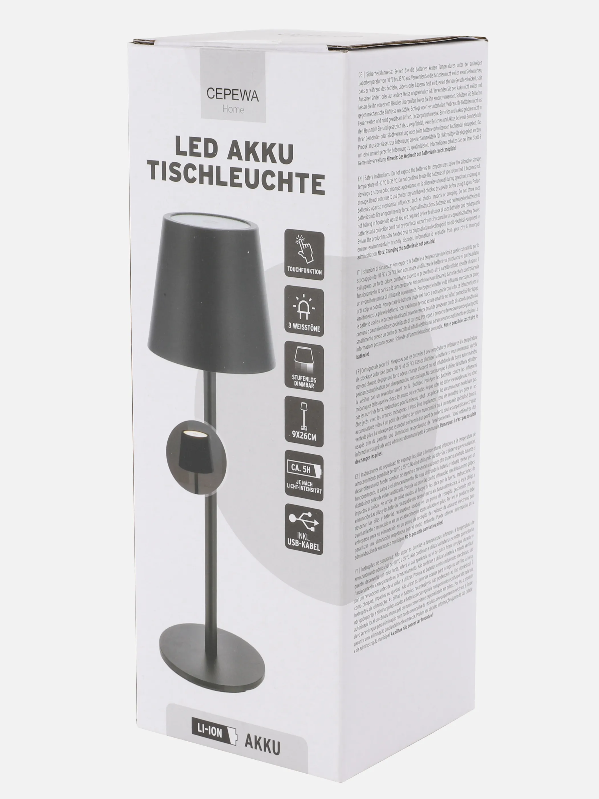 Deko Artikel LED Tischleuchte USB  ca 27cm Schwarz 898159 SCHWARZ 1