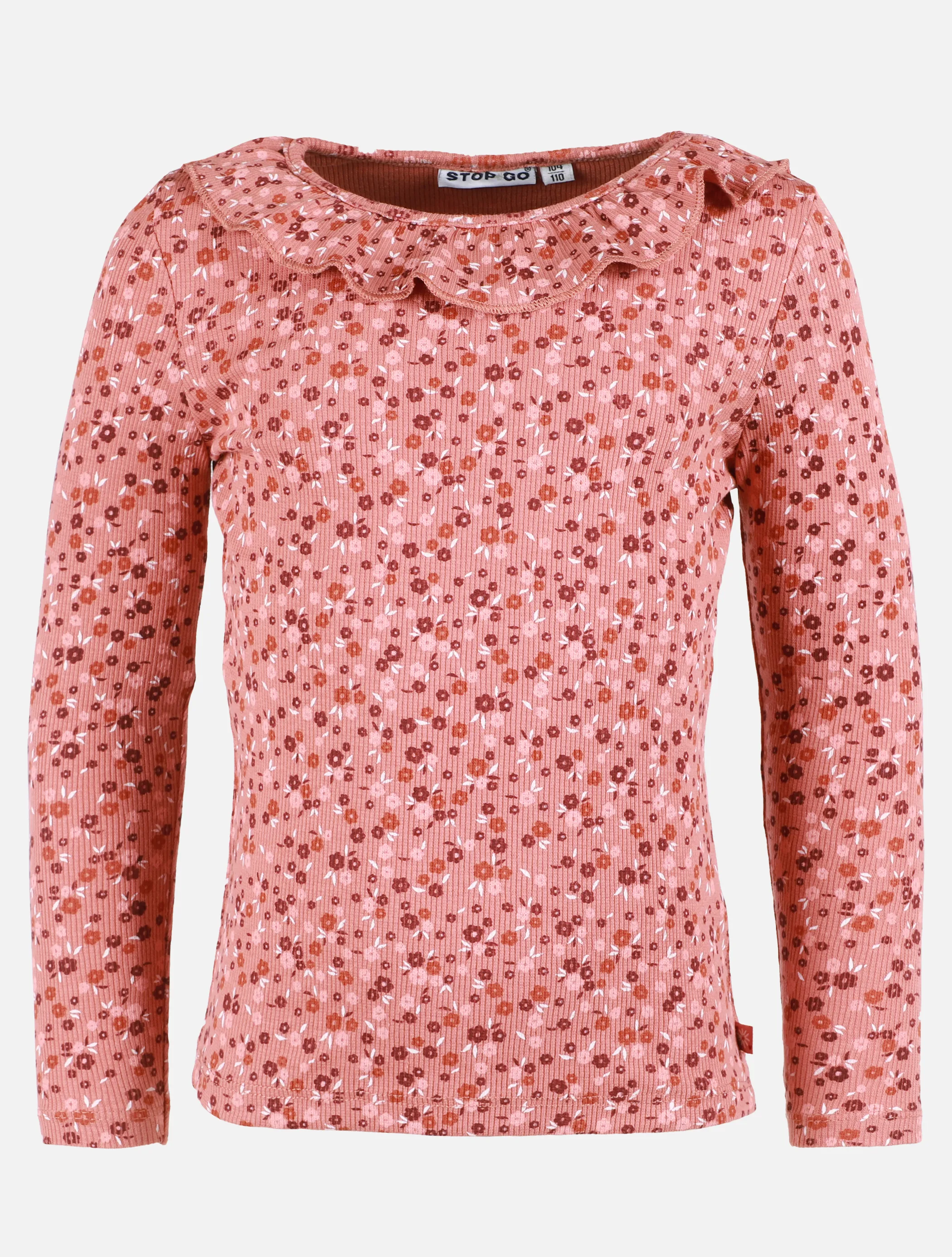 Stop + Go KM Longsleeve Shirt mit Kragen und Blumen AOP Orange 899688 ORANGE 1