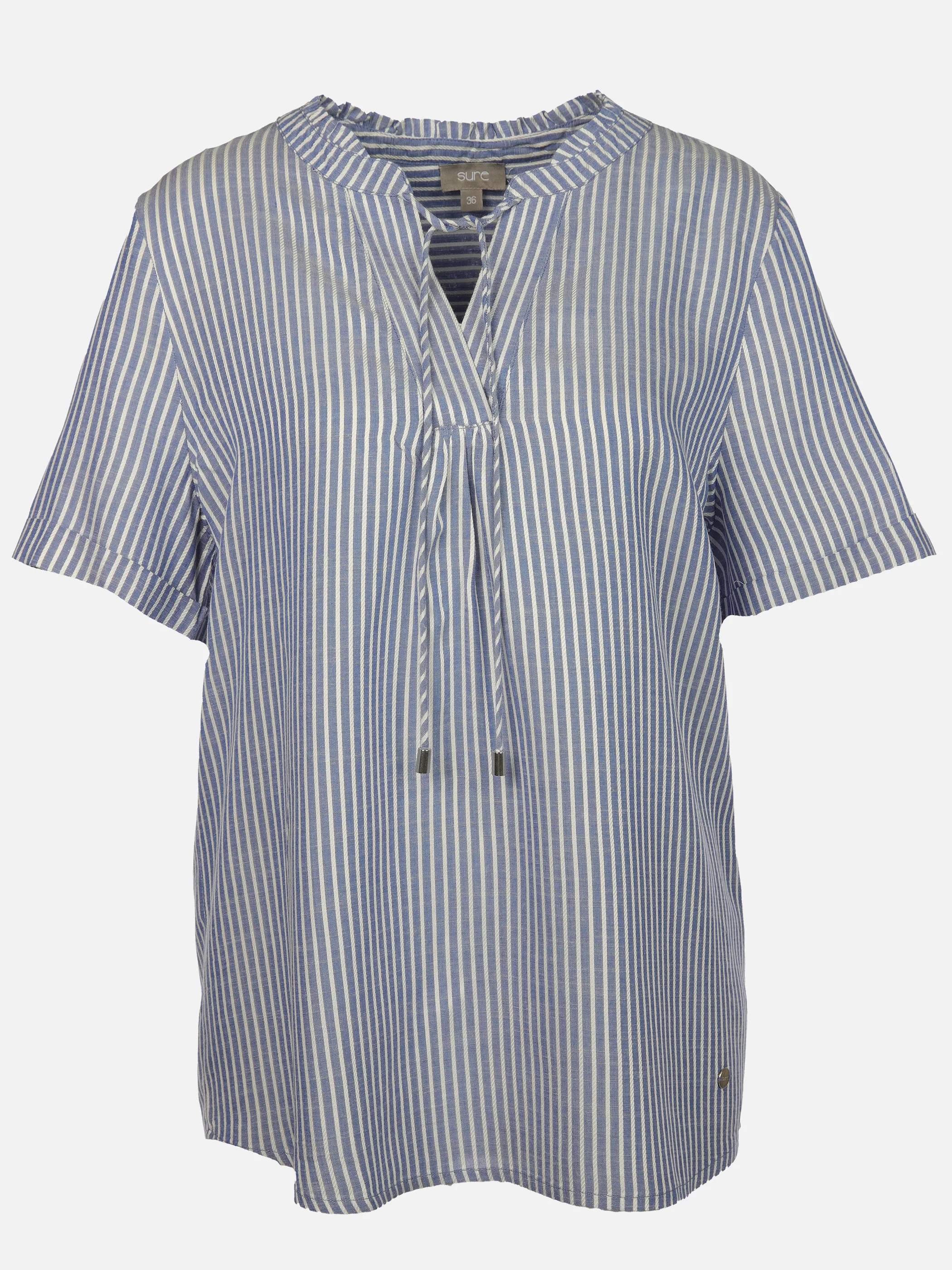 Sure Da-Bluse m. Bändchen Blau 905649 BL/OFFW 1