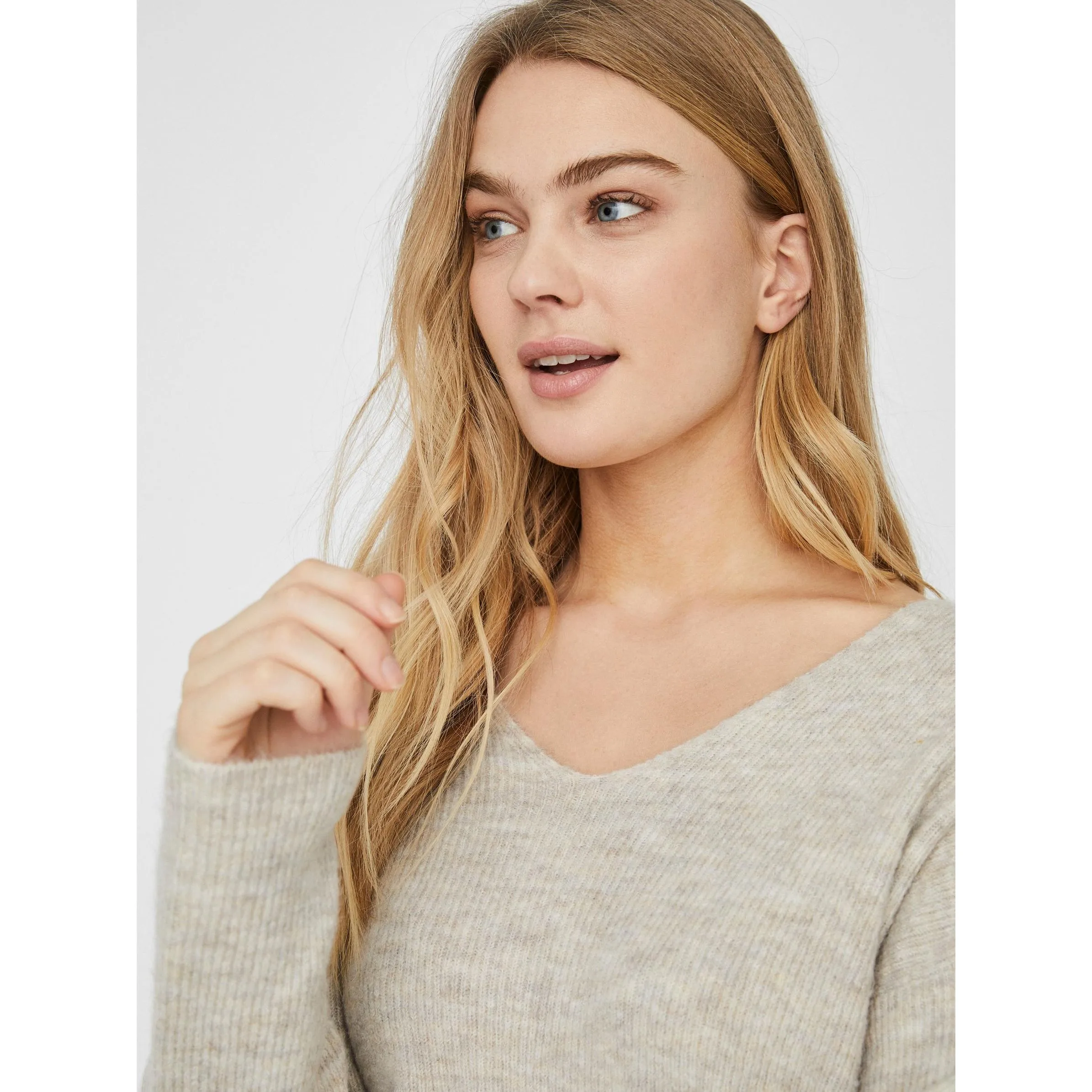 Vero Moda 10233357 VMCREWLEFILE LS V-NEC Weiß 842583 222913001 3