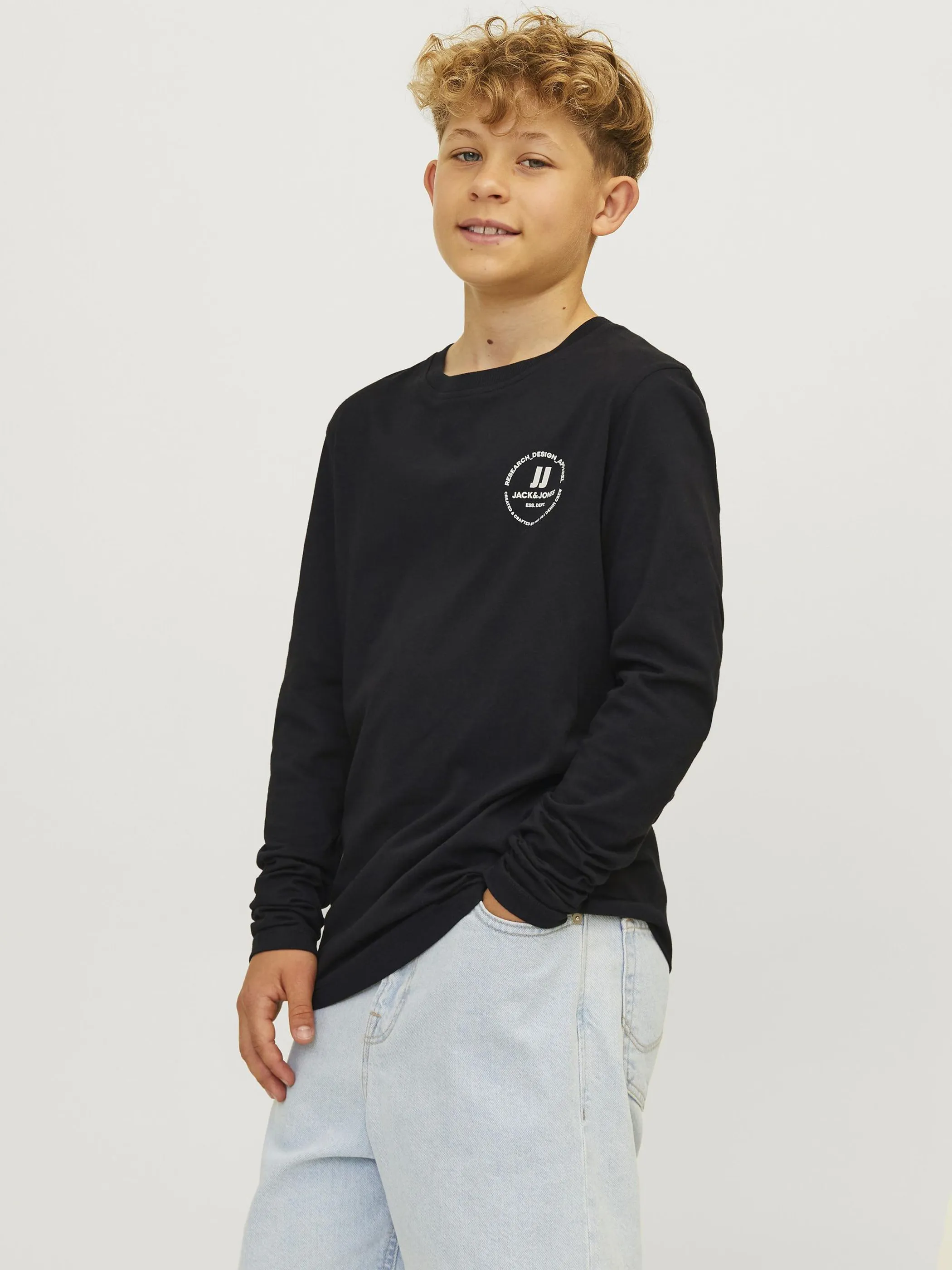 Jack&Jones Junior 12258973 JJESWIFT TEE LS NOOS Schwarz 897112 178012 3