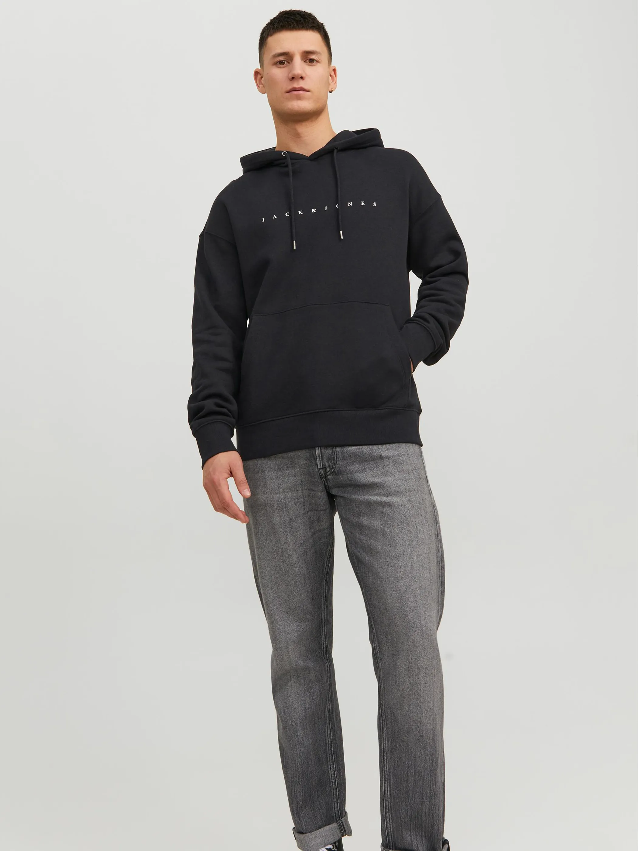 Jack Jones 12233972 JJESTAR JJ SWEAT HOOD Schwarz 878876 178012 2