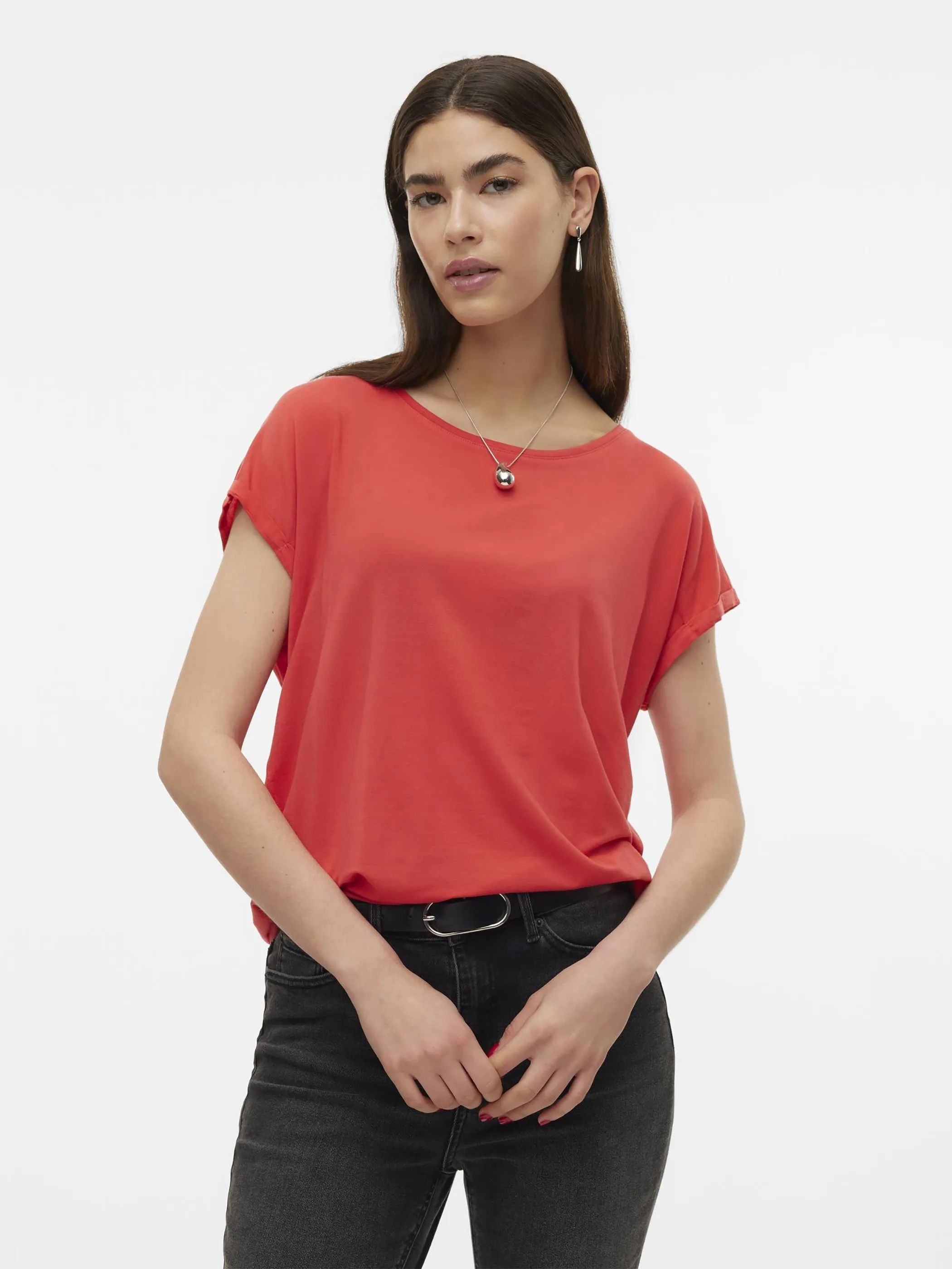 Vero Moda 10284468 VMAVA PLAIN SS TOP GA Rot 873829 175644 4