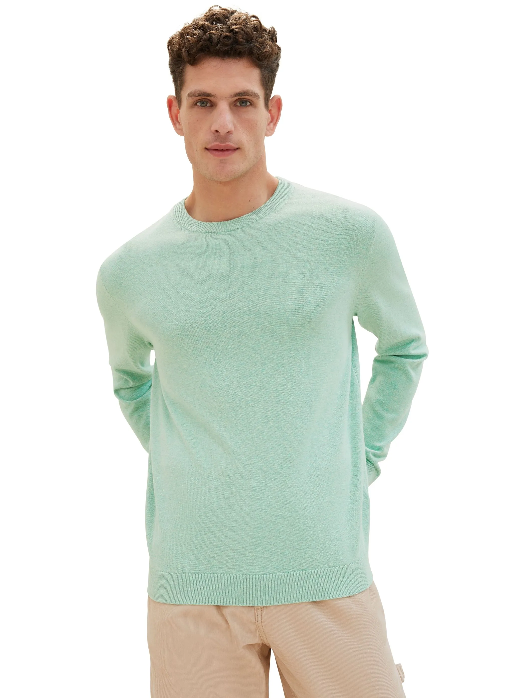 Tom Tailor 1039810 basic crewneck knit Grün 890938 26128