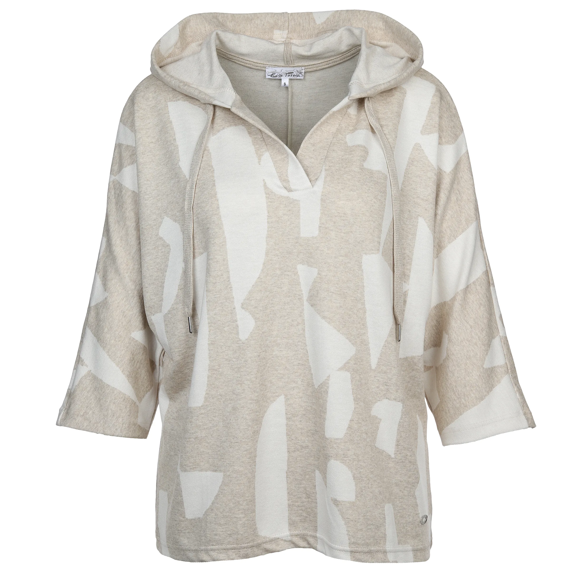 Damen Jacquardshirt Mit Kapuze Beige Mel Nosize Beigemel