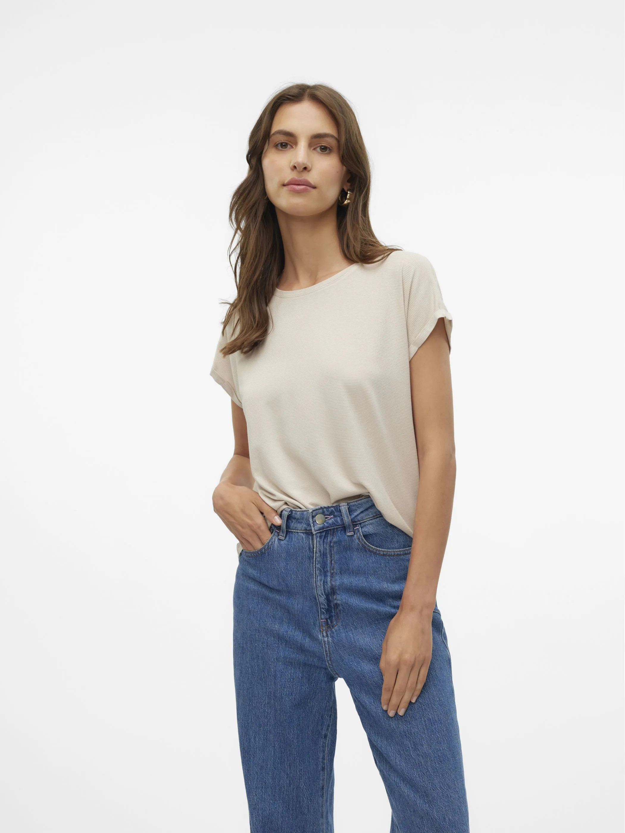 Vero Moda 10250488 VMLAVA PLAIN SS TOP L Weiß 852566 175626003 5