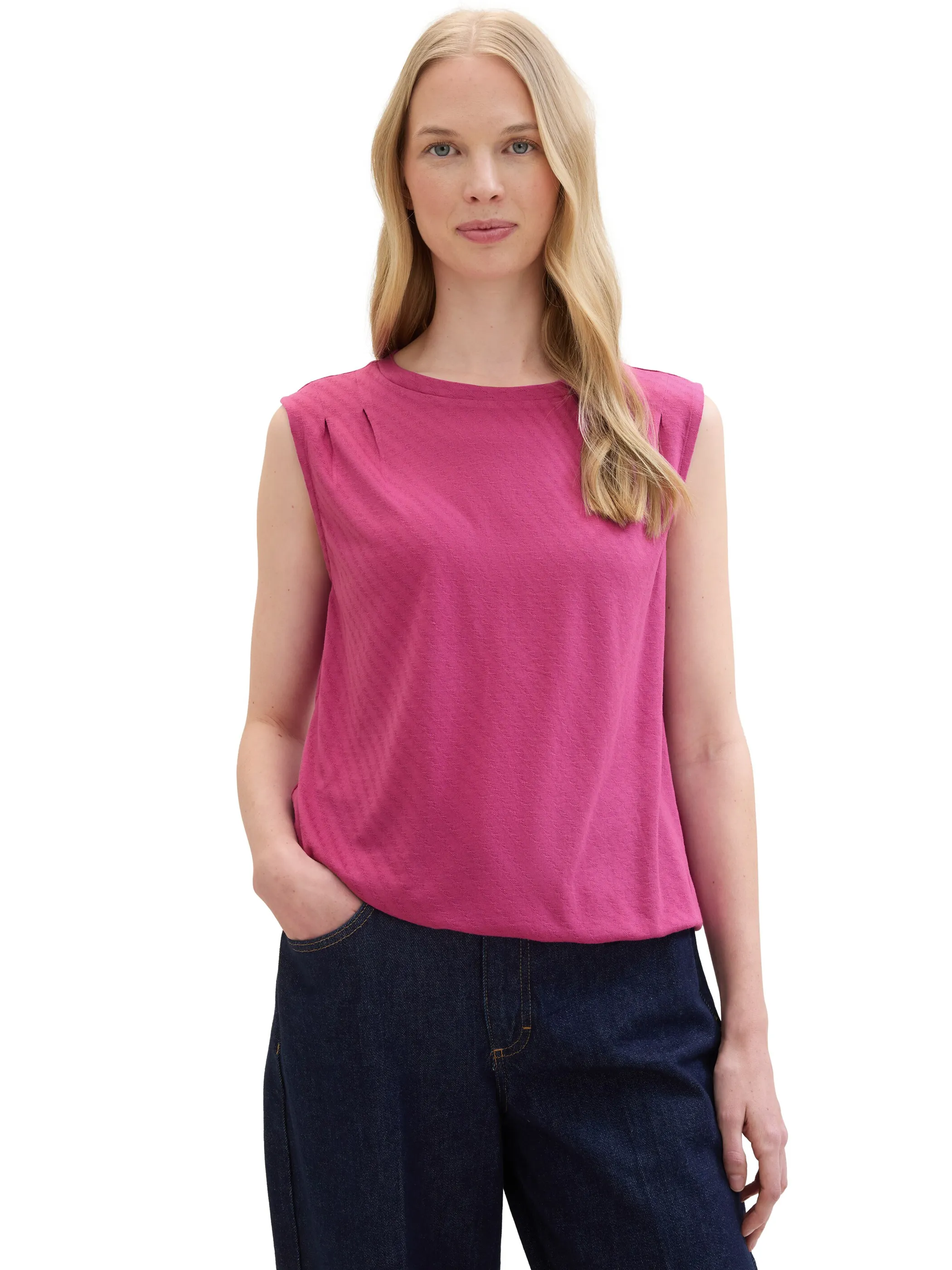 Tom Tailor 1041576 T-shirt top structured Pink 895791 35275 4