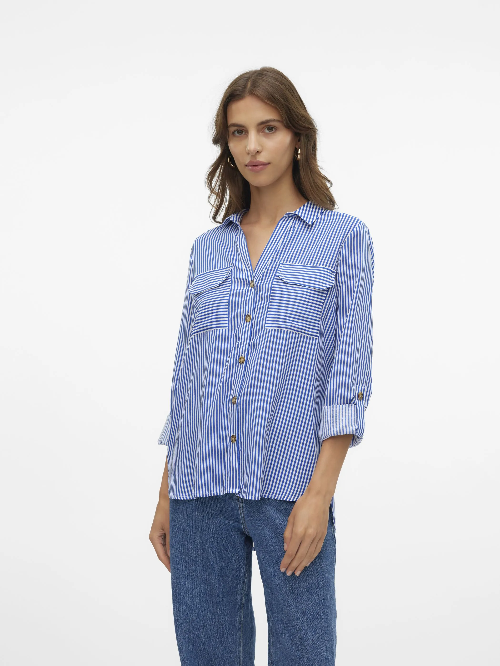 Vero Moda 10275283 VMBUMPY L/S SHIRT NEW Blau 866195 179374023 5