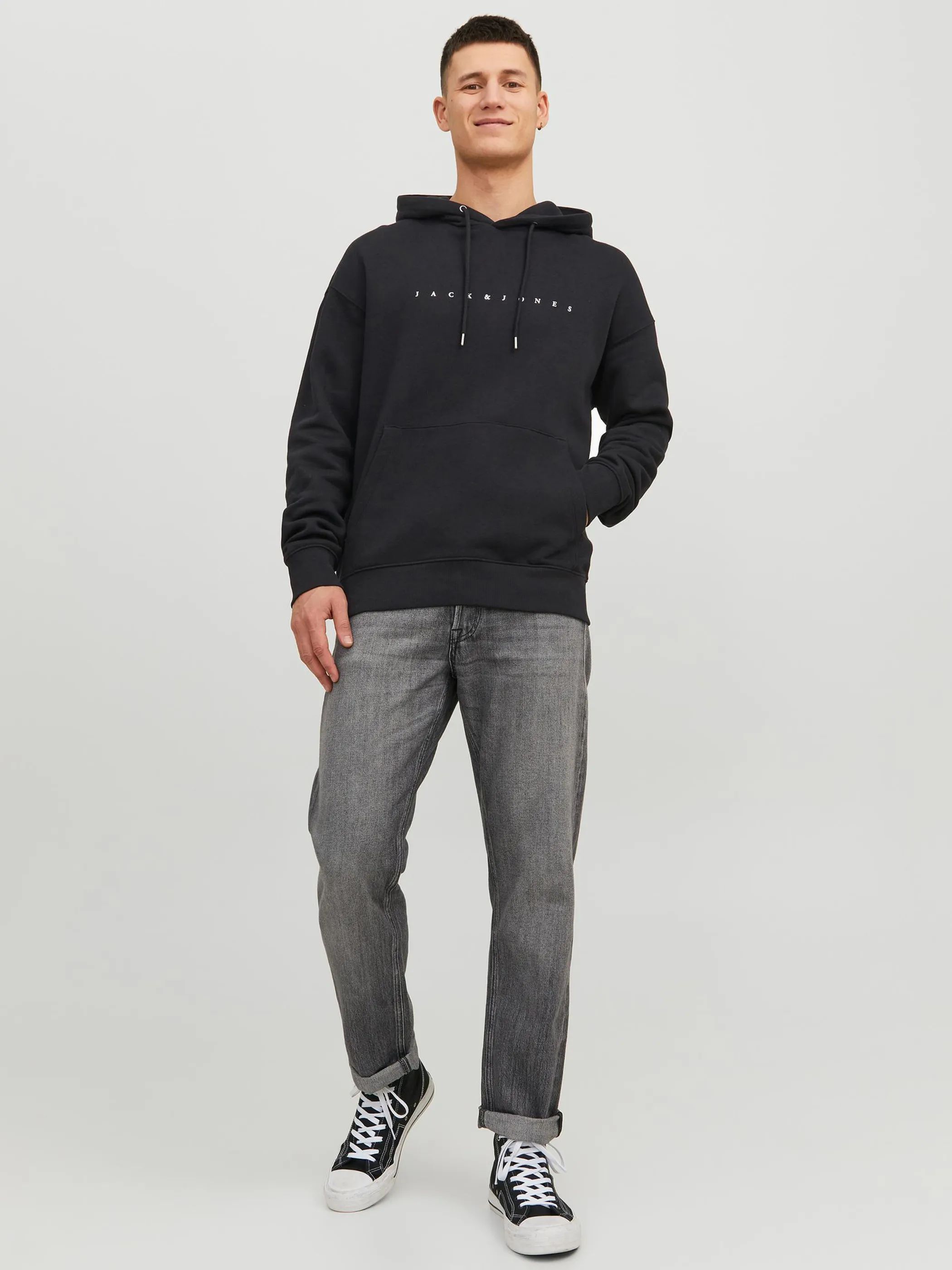 Jack Jones 12233972 JJESTAR JJ SWEAT HOOD Schwarz 878876 178012 3