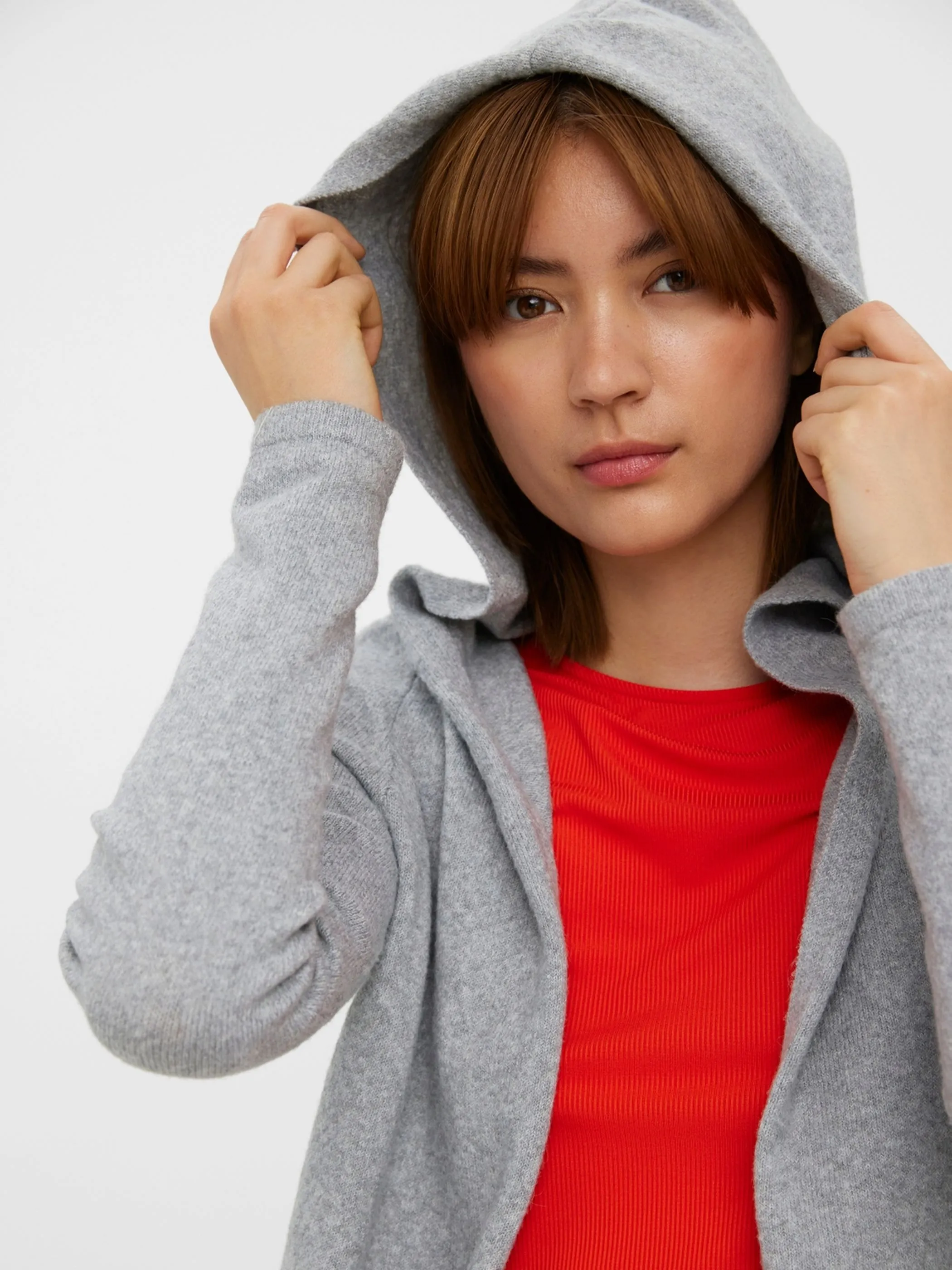 Vero Moda 10235948 VMDOFFY LS OPEN HOOD Grau 837728 178994 3