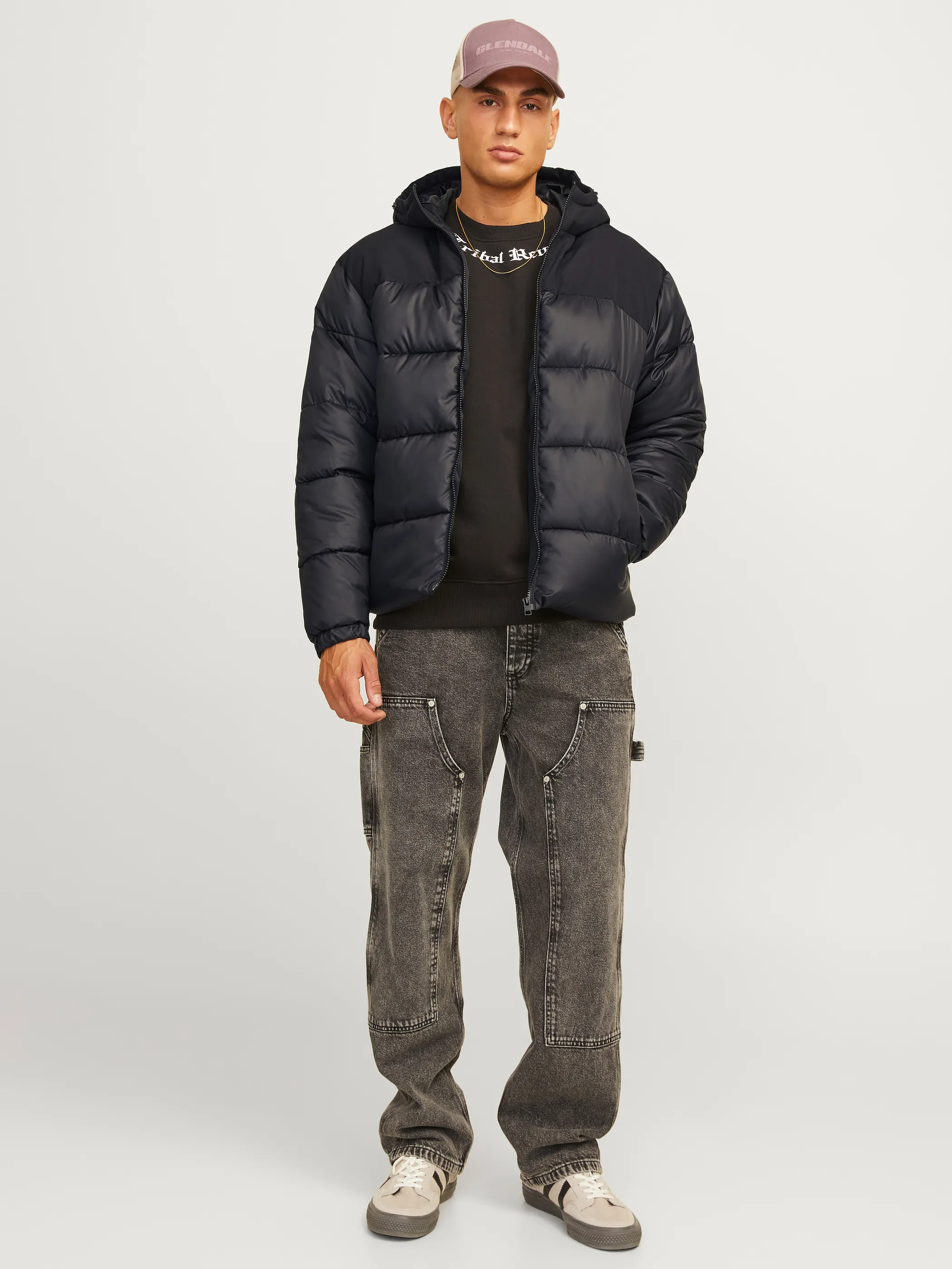 Jack Jones 12256882 JJMOON HOOD PUFFER Schwarz 898067 178012 3