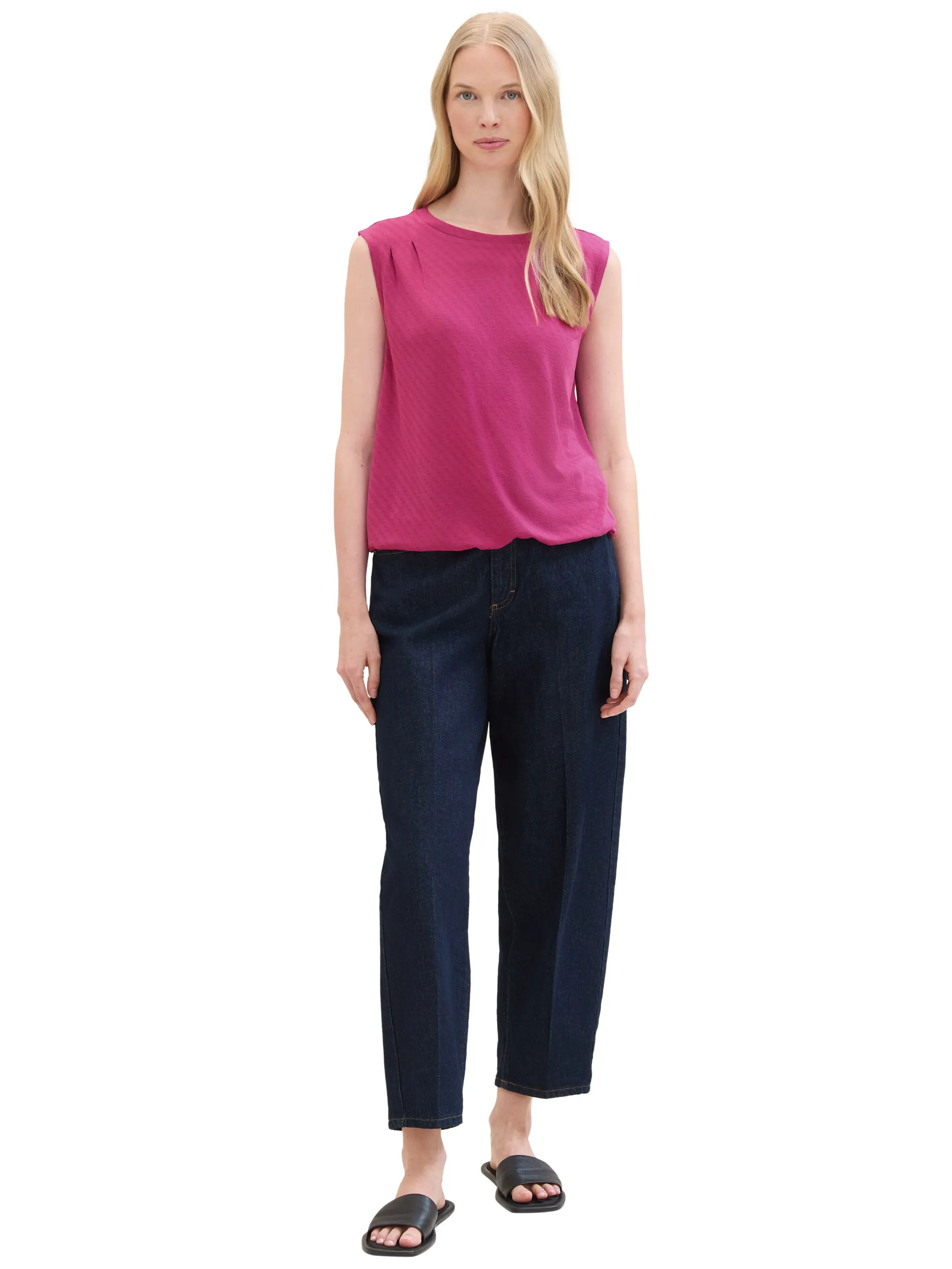 Tom Tailor 1041576 T-shirt top structured Pink 895791 35275 3