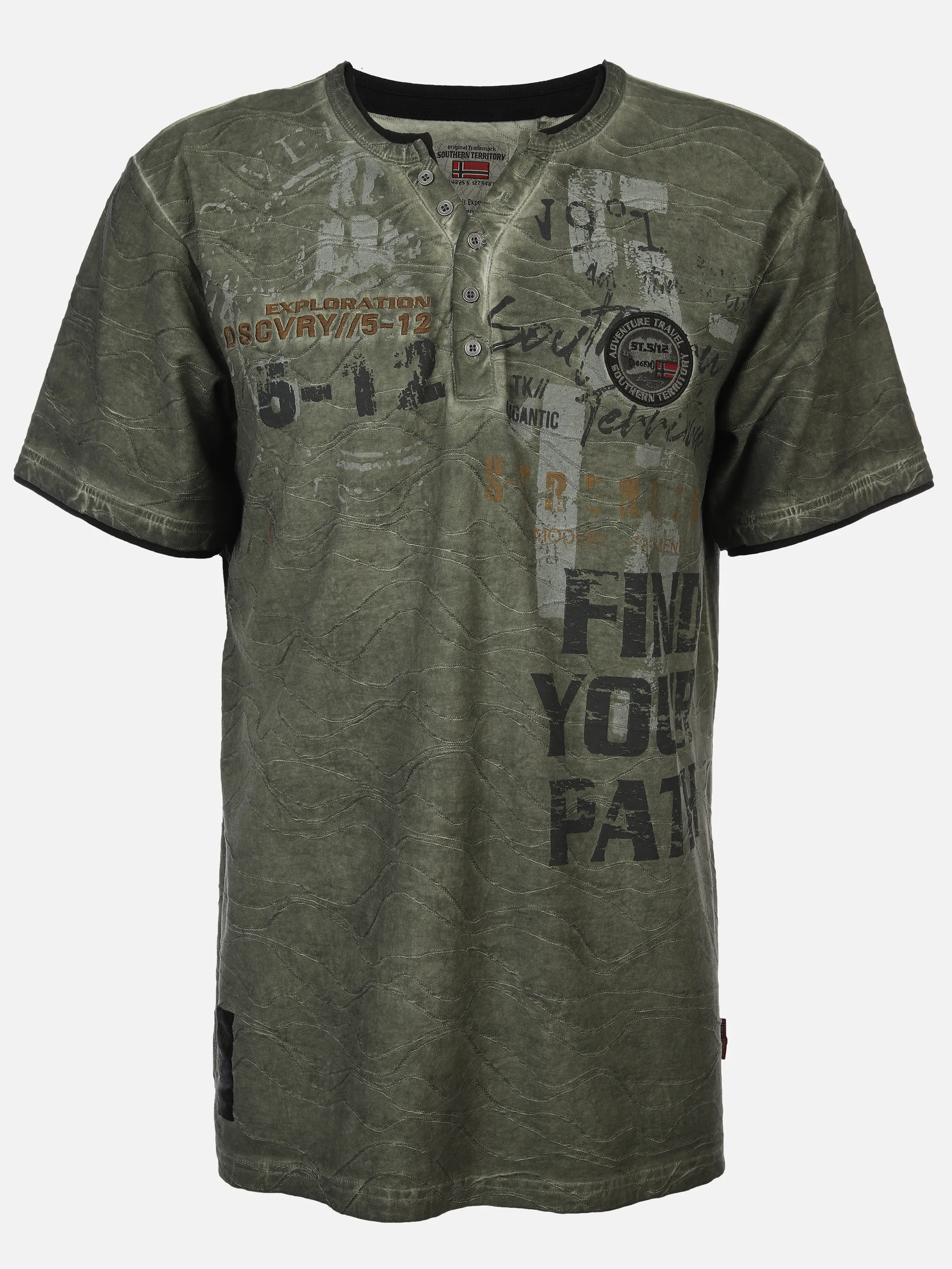 Southern Territory He. Henleyshirt 2in1 Jacq uard 1/2 Arm Oliv 894393 OLIVE 1