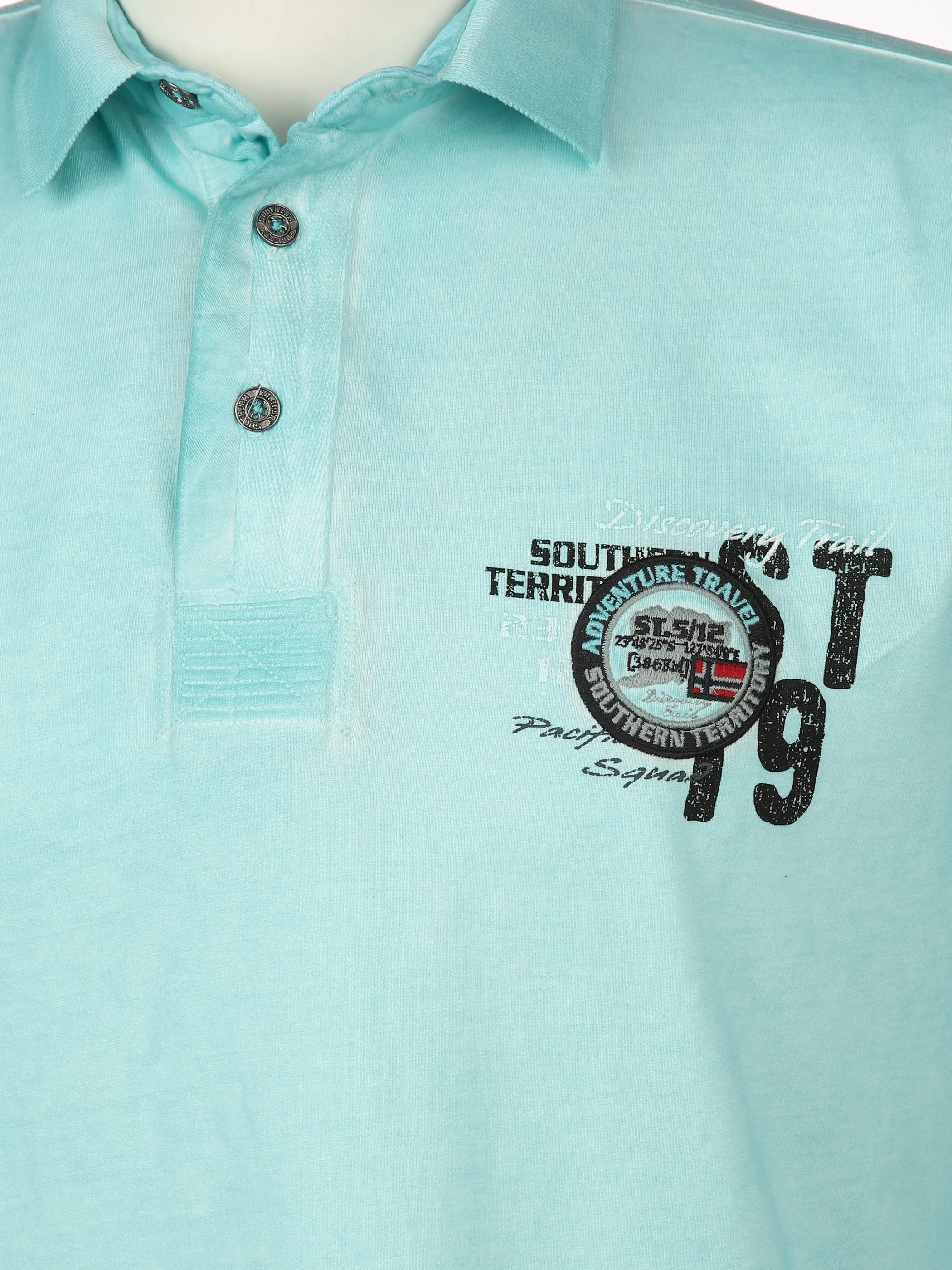 Southern Territory He. Poloshirt 1/2 Arm oilwash Blau 894392 AQUA 3