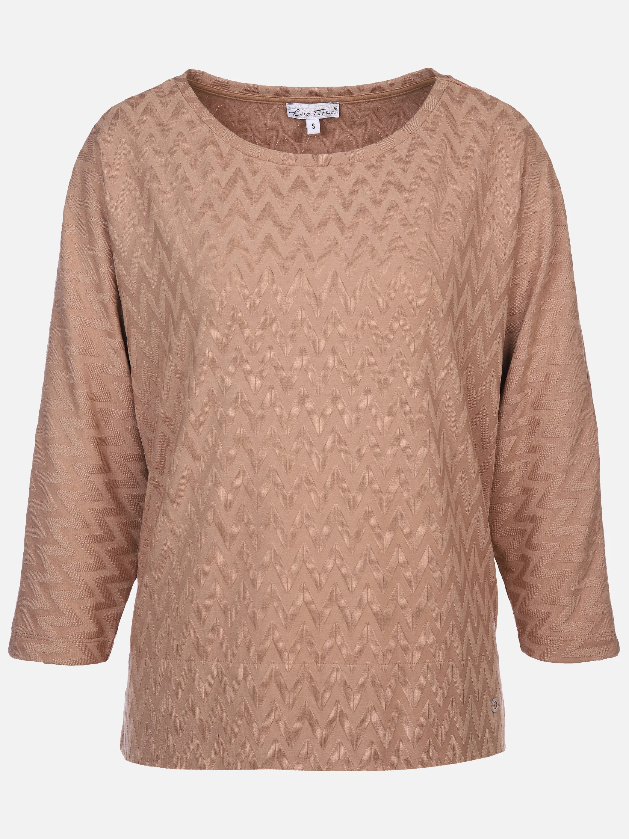 Lisa Tossa Da-Jacquard-Shirt langarm Braun 897608 CAMEL 1