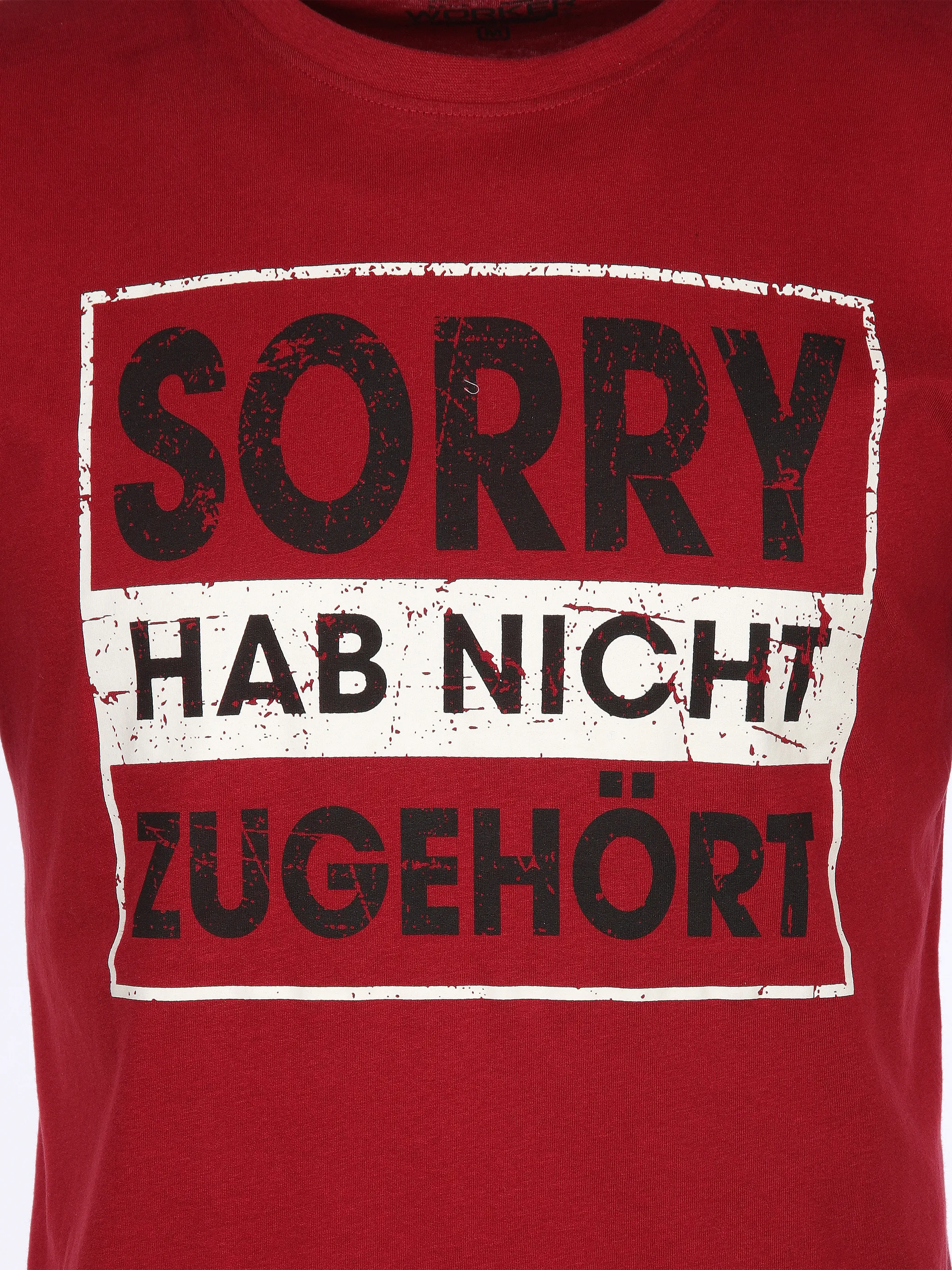 Worker He. T-Shirt 1/2 Arm Sprüche Rot 907751 RED 3