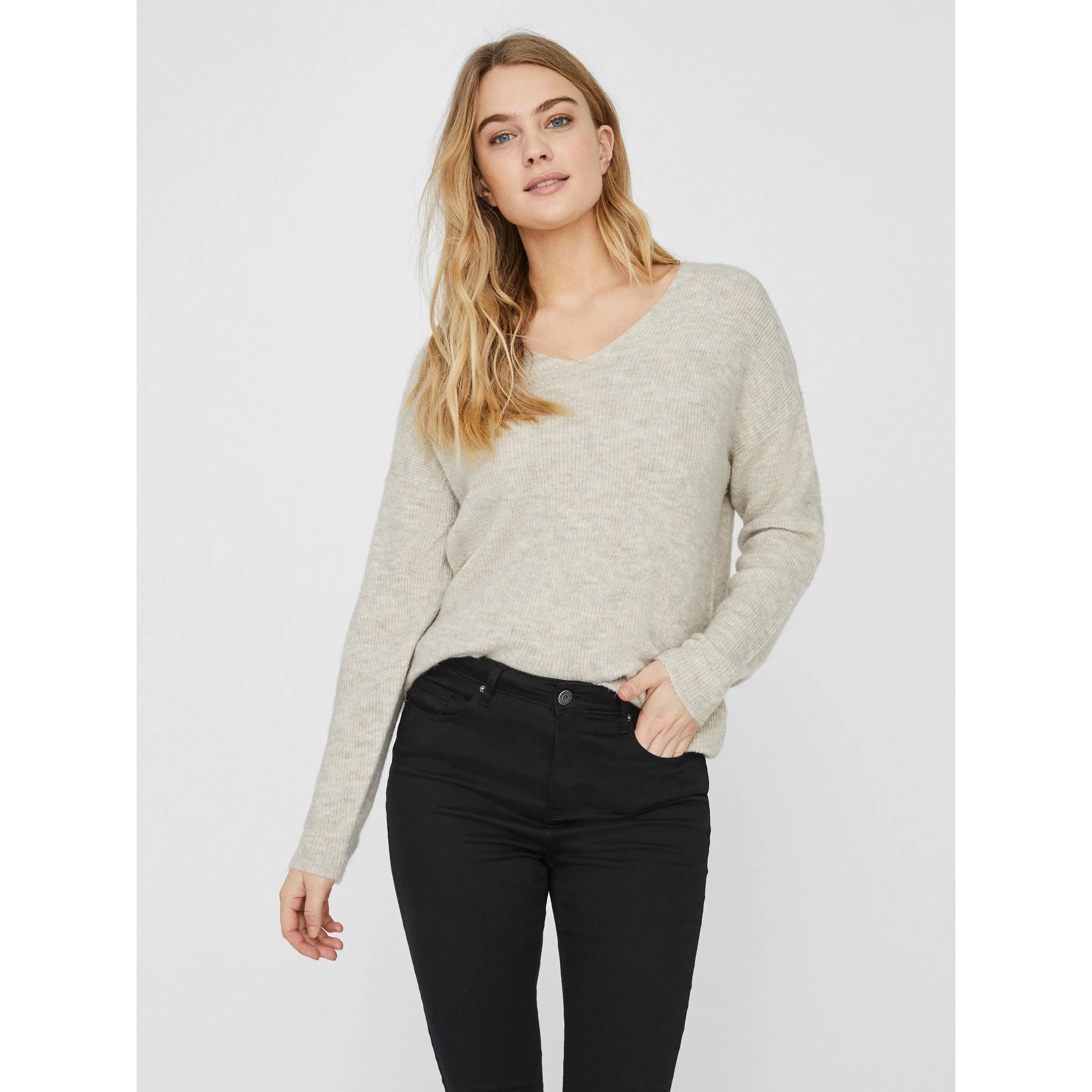 Vero Moda 10233357 VMCREWLEFILE LS V-NEC Weiß 842583 222913001 5