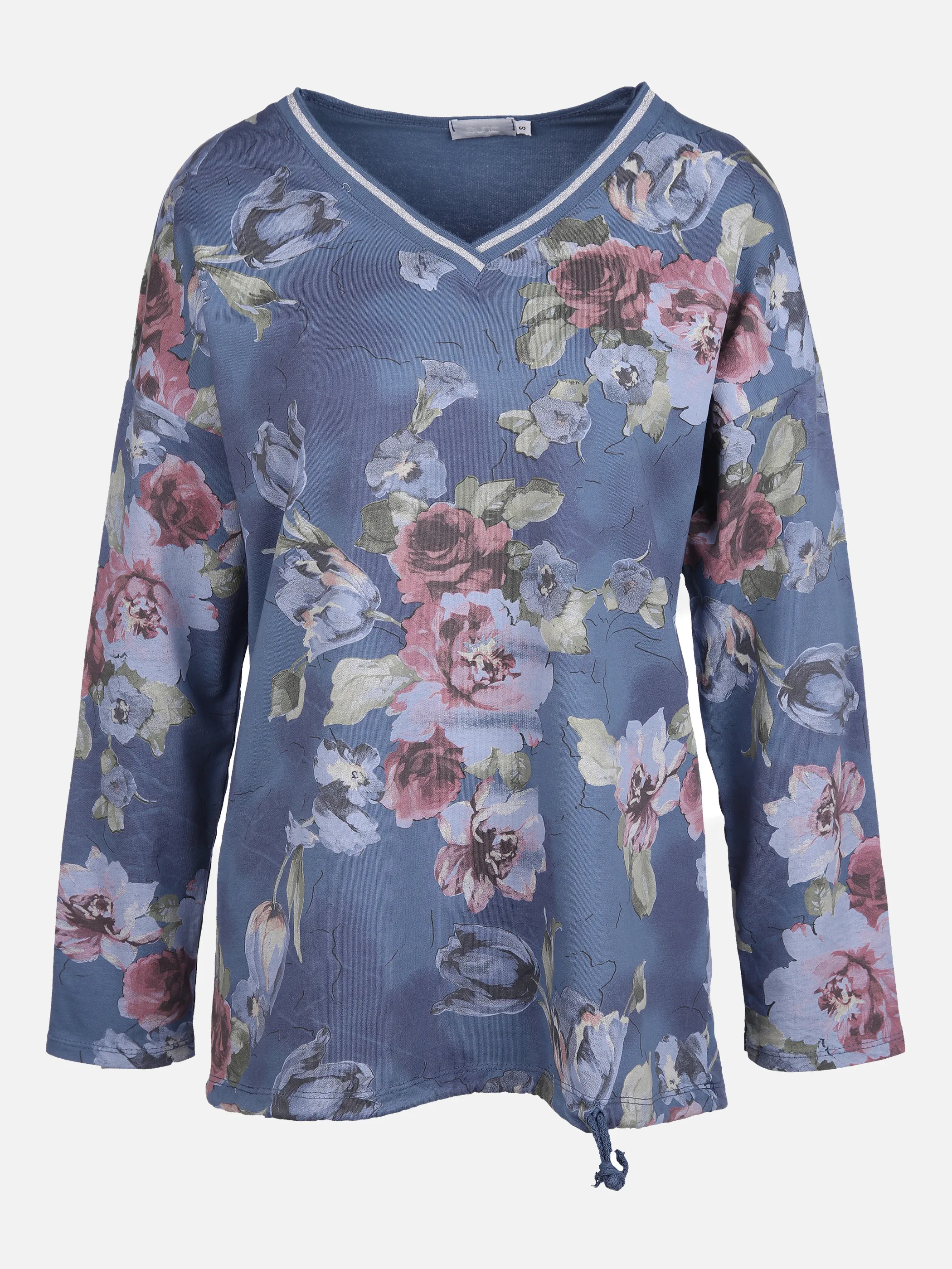 Damen Langarmshirt mit | 862773-denimblue Blumenprint BLUE DENIM | noSize 