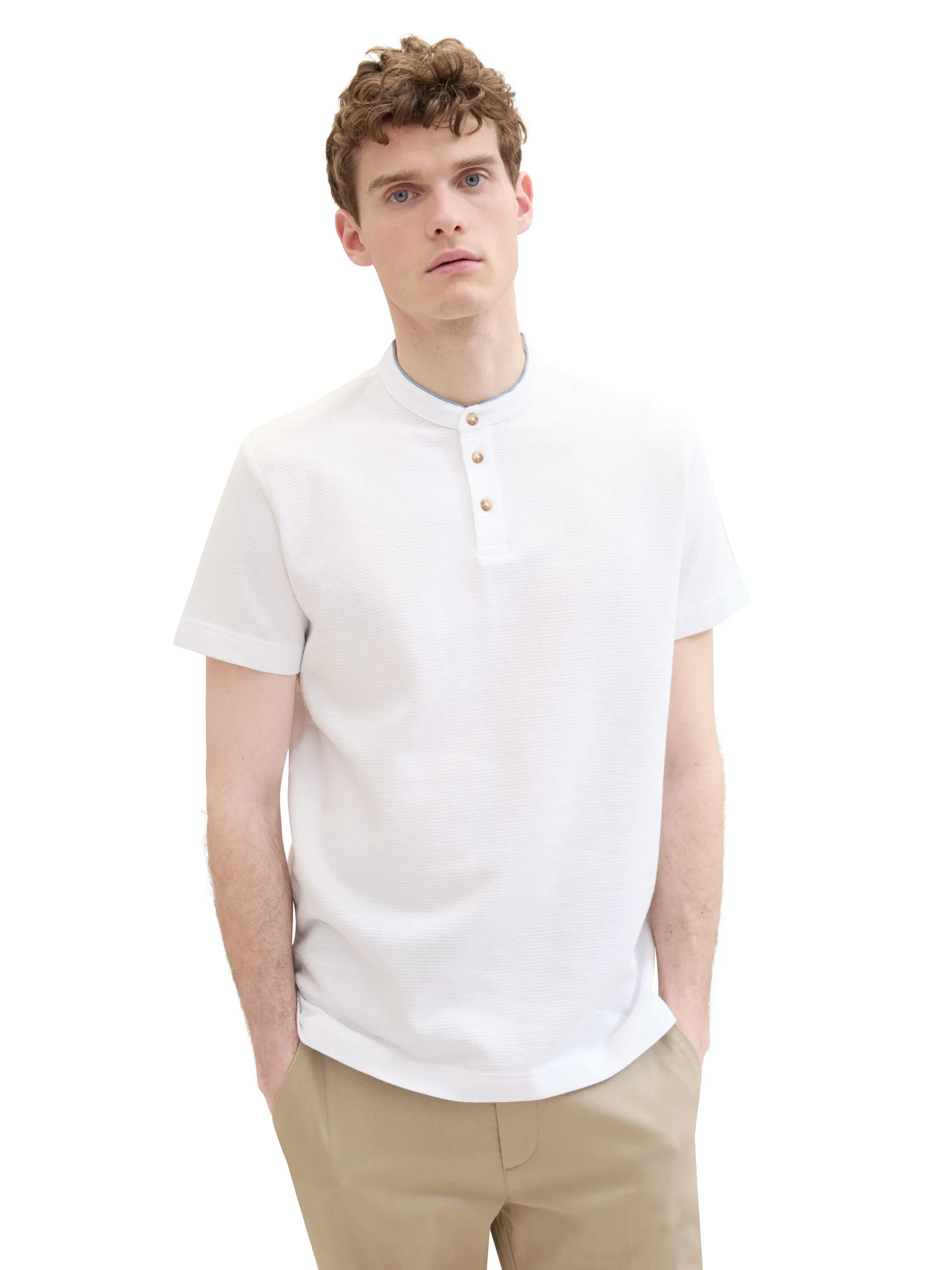 Tom Tailor 1041809 structured stand-up polo Weiß 895687 20000 3