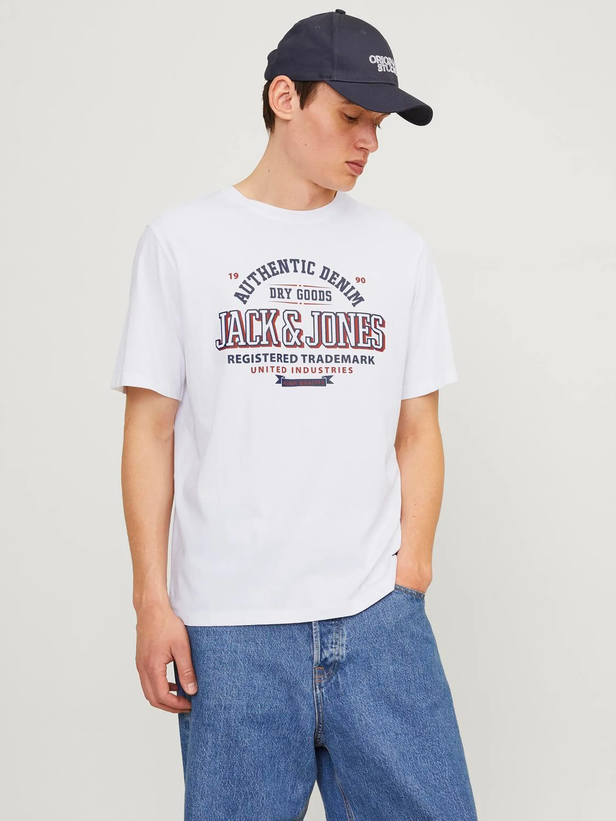 Jack Jones 12254862 JJELOGO TEE SS O-NECK Weiß 895764 178074 3