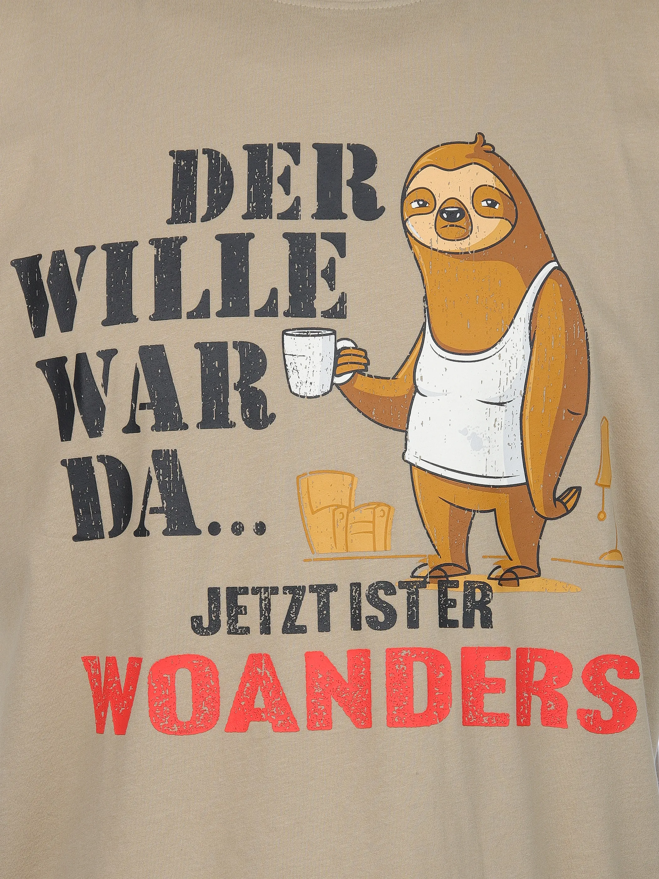 Worker He. T-Shirt 1/2 Arm Sprüche Beige 907751 SAND 3