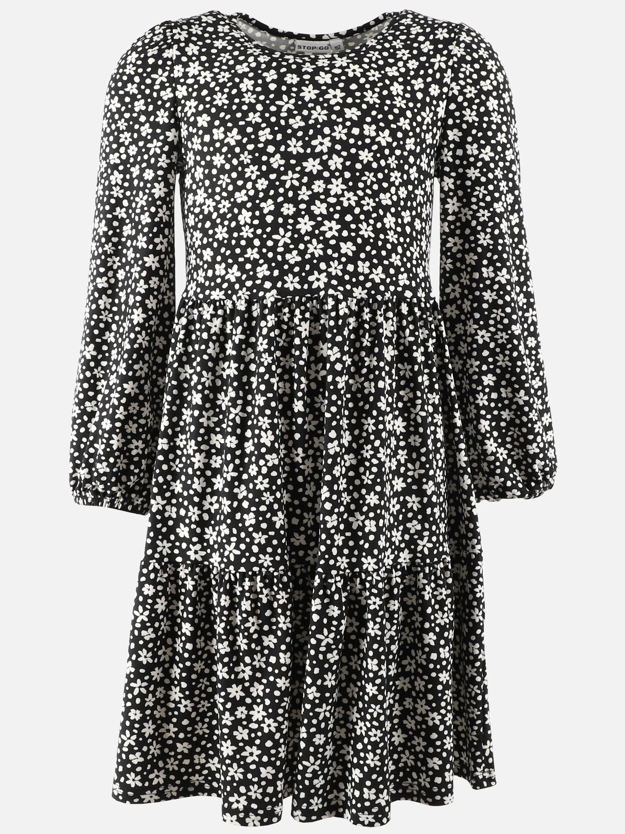 Stop + Go Jugendliche Mädchen Kleid mit bunten Blumen AOP/ Schwarz 898722 SCHWARZ 1