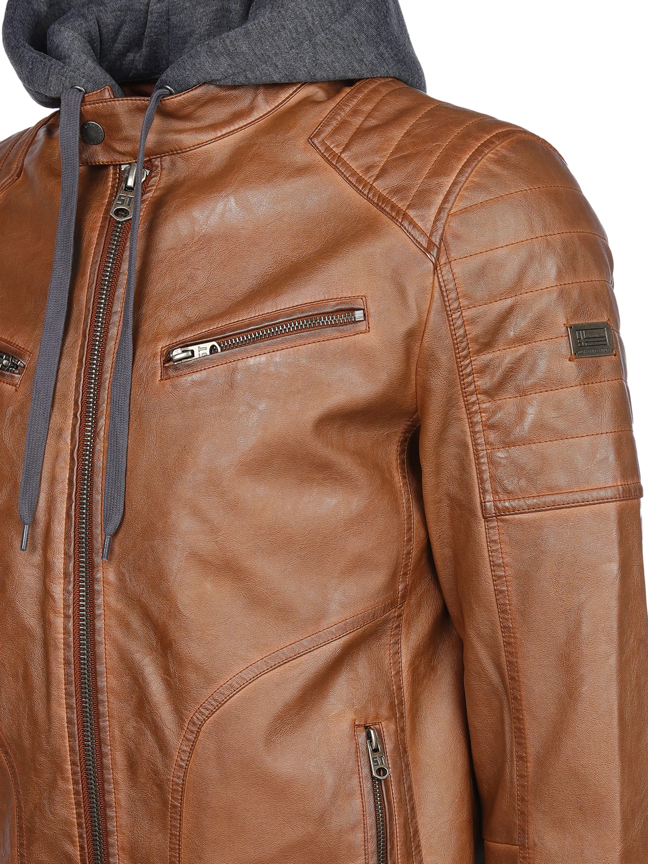 Southern Territory He. Bikerjacke Kapuze cognac Braun 903554 BROWN 4