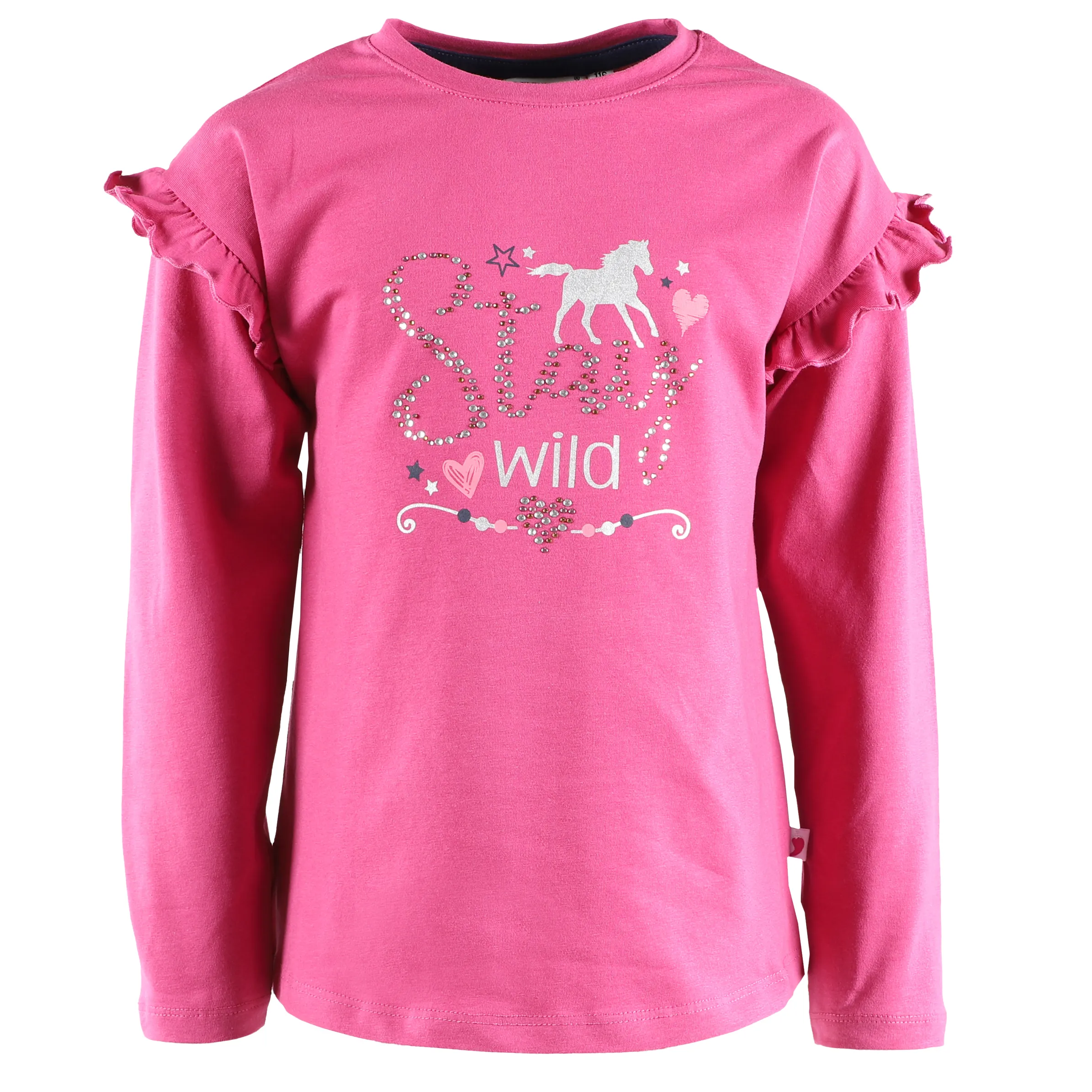Mädchen Langarmshirt mit Print und Glitzersteinchen | PINK | noSize |  881561-pink