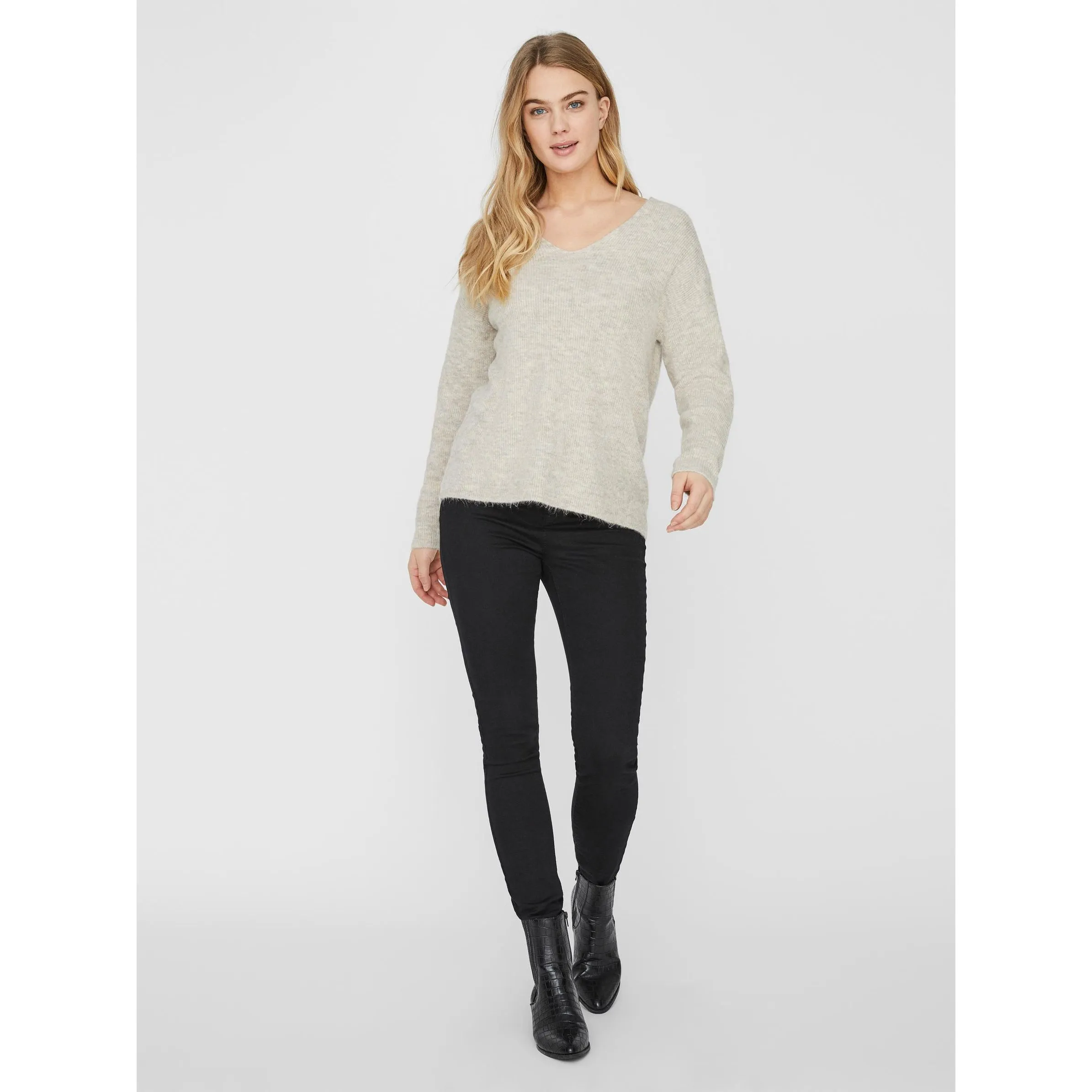 Vero Moda 10233357 VMCREWLEFILE LS V-NEC Weiß 842583 222913001 4