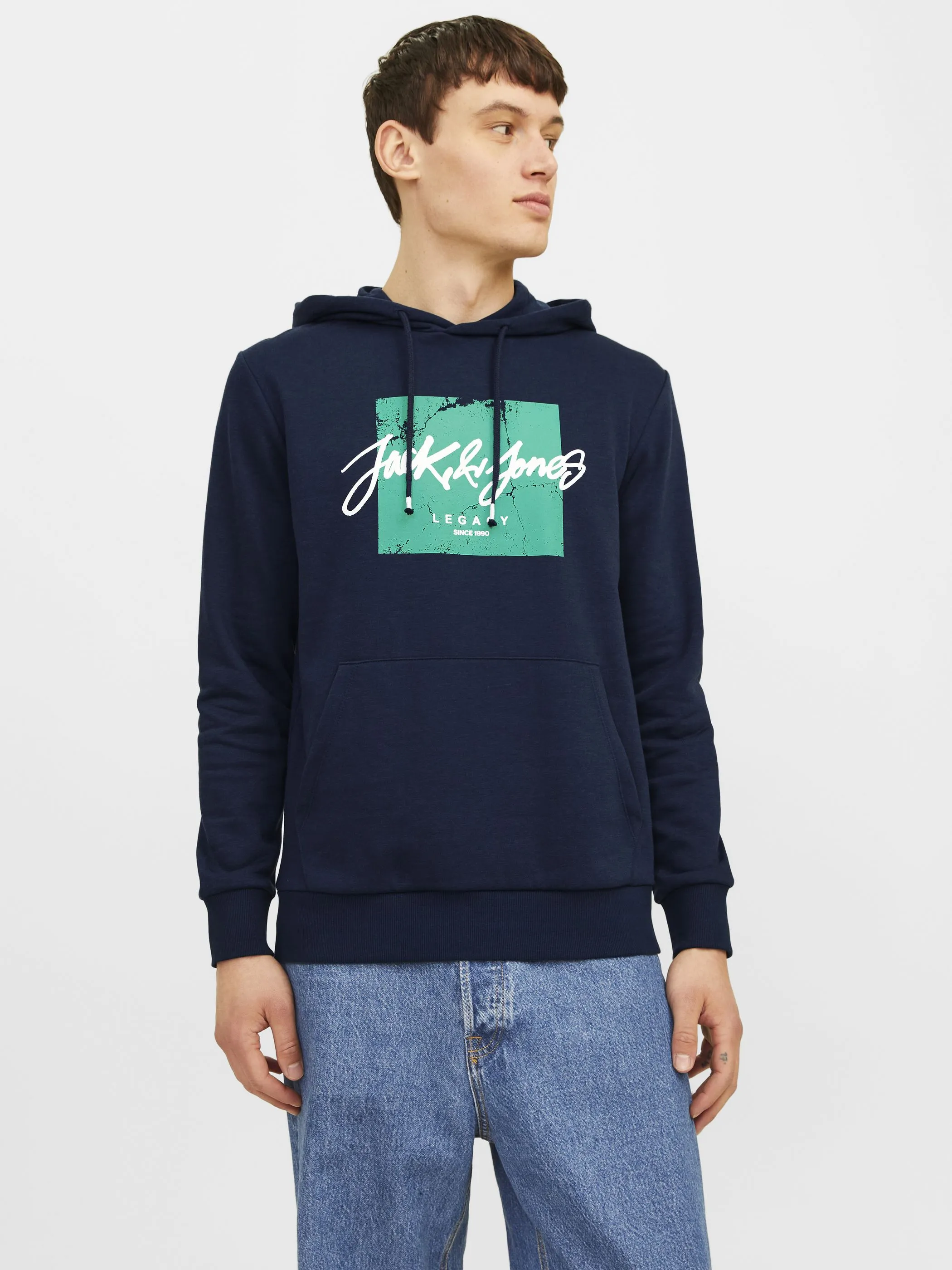 Jack Jones 12256807 JJTILEY SWEAT HOOD LN Blau 898089 175876 5