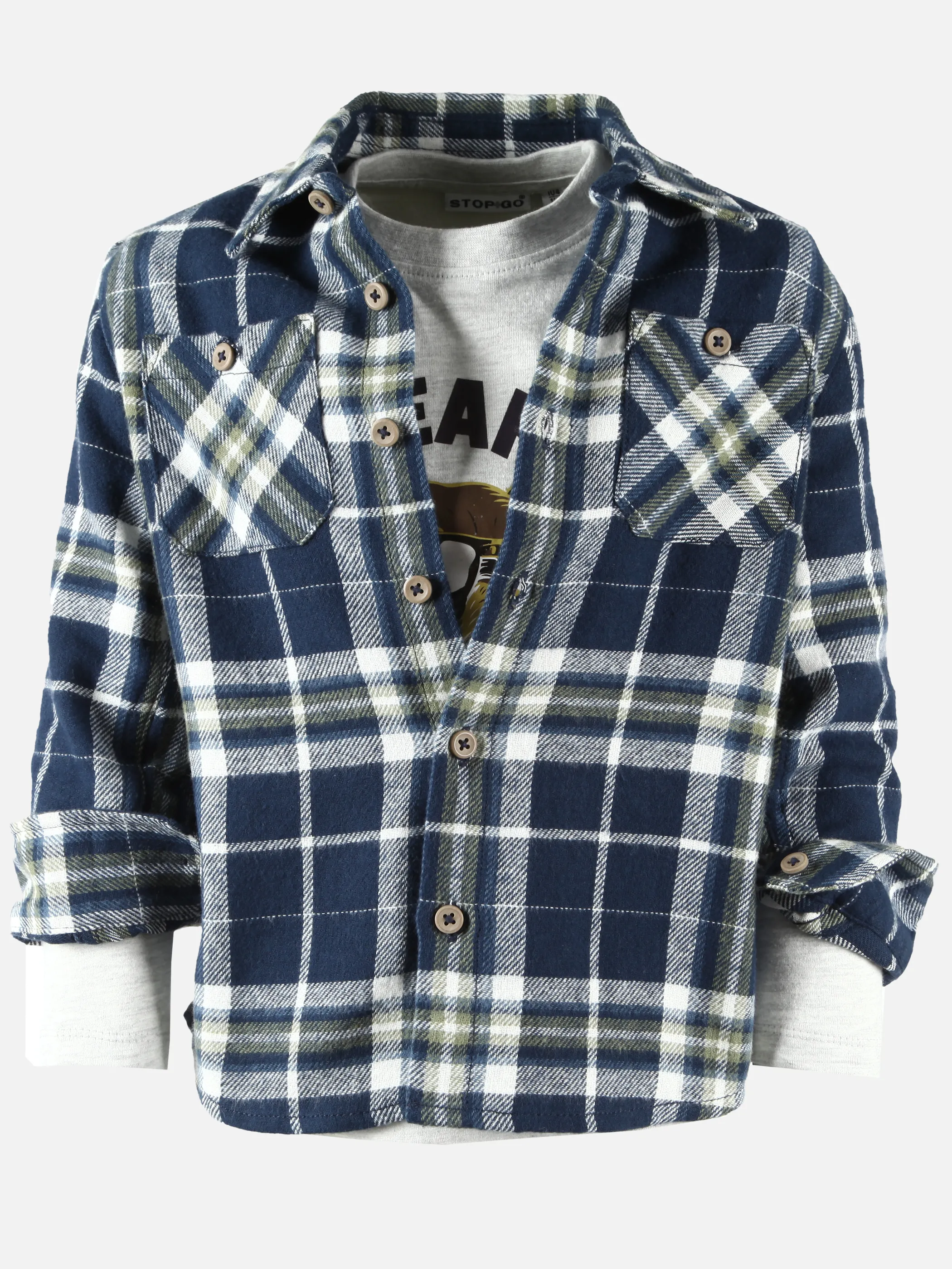 Stop + Go KJ Set Flannelhemd mit Longsleeve Shirt Bunt 901371 BUNT 2