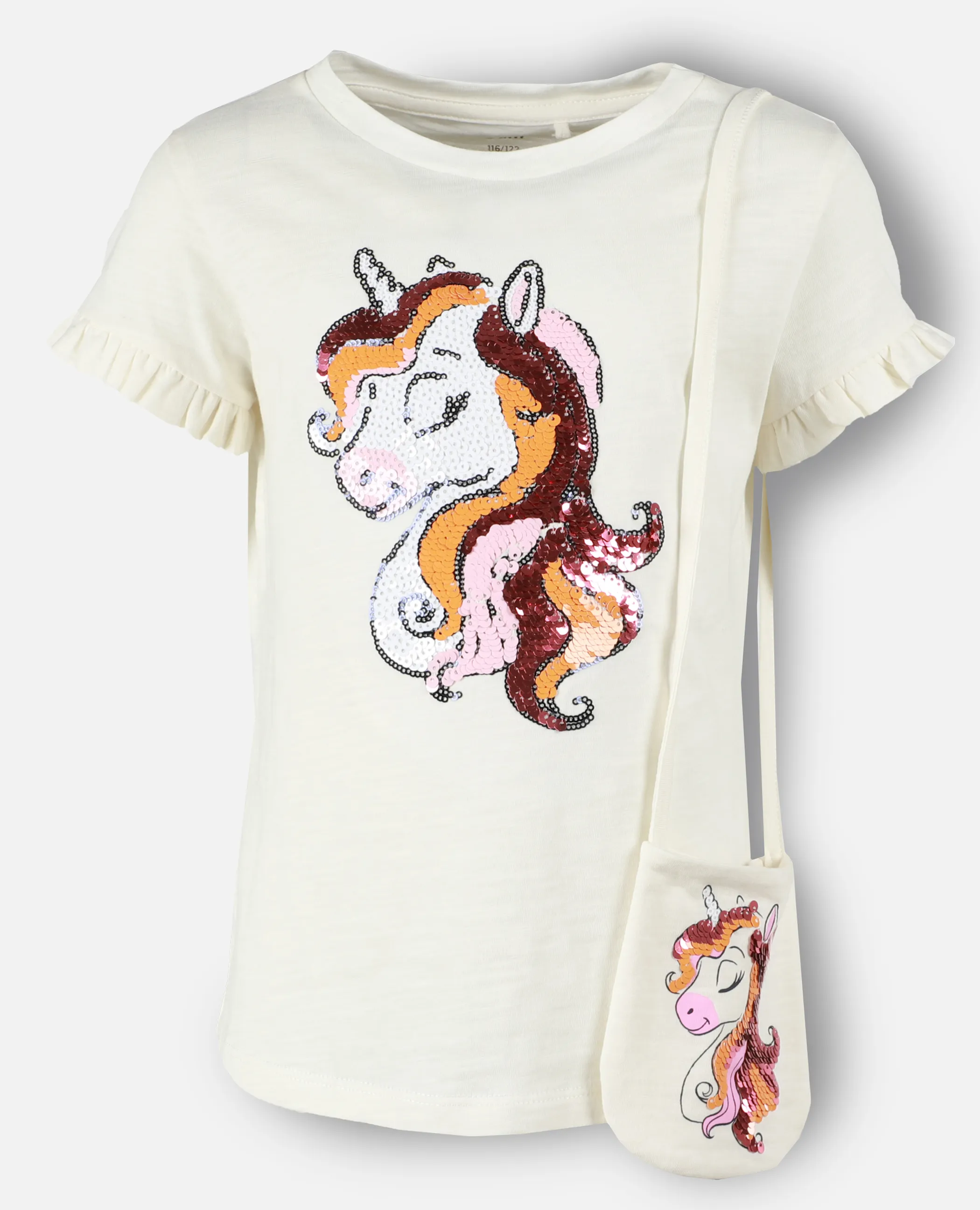 Bubble Gum KM T-Shirt mit Einhornprint und Tasche in Weiß Weiß 905427 WEIß 1